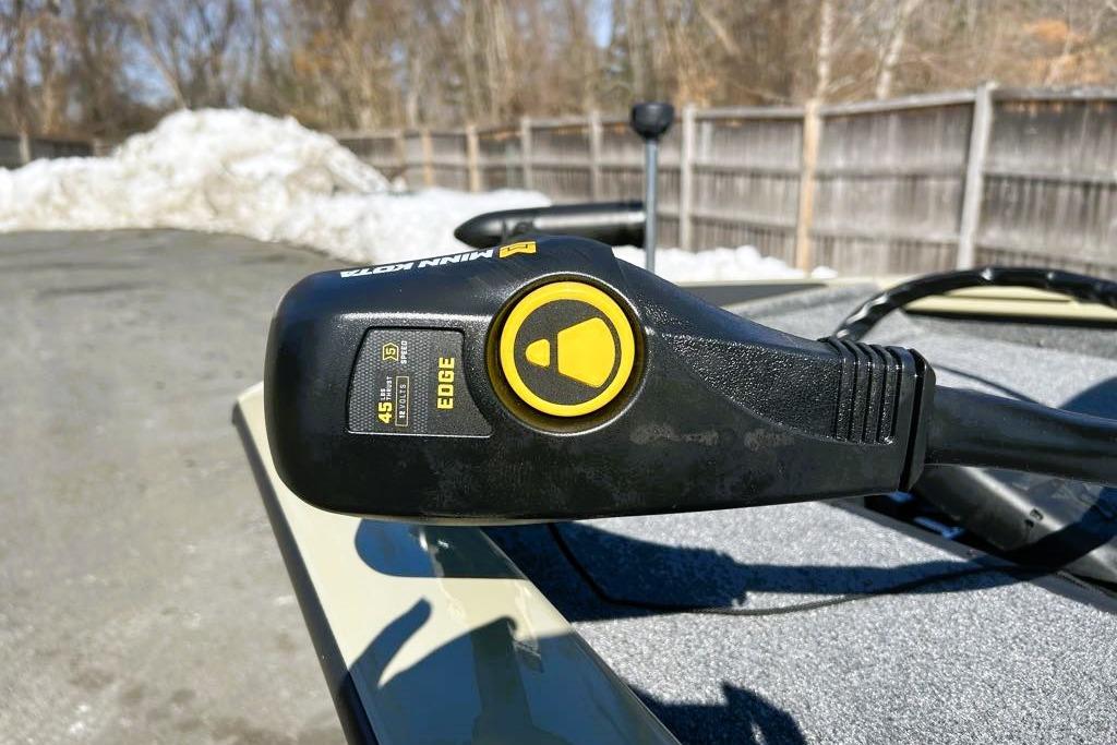 Close-up of Minn Kota Edge trolling motor on 2026 Tracker Pro Team 175 boat.