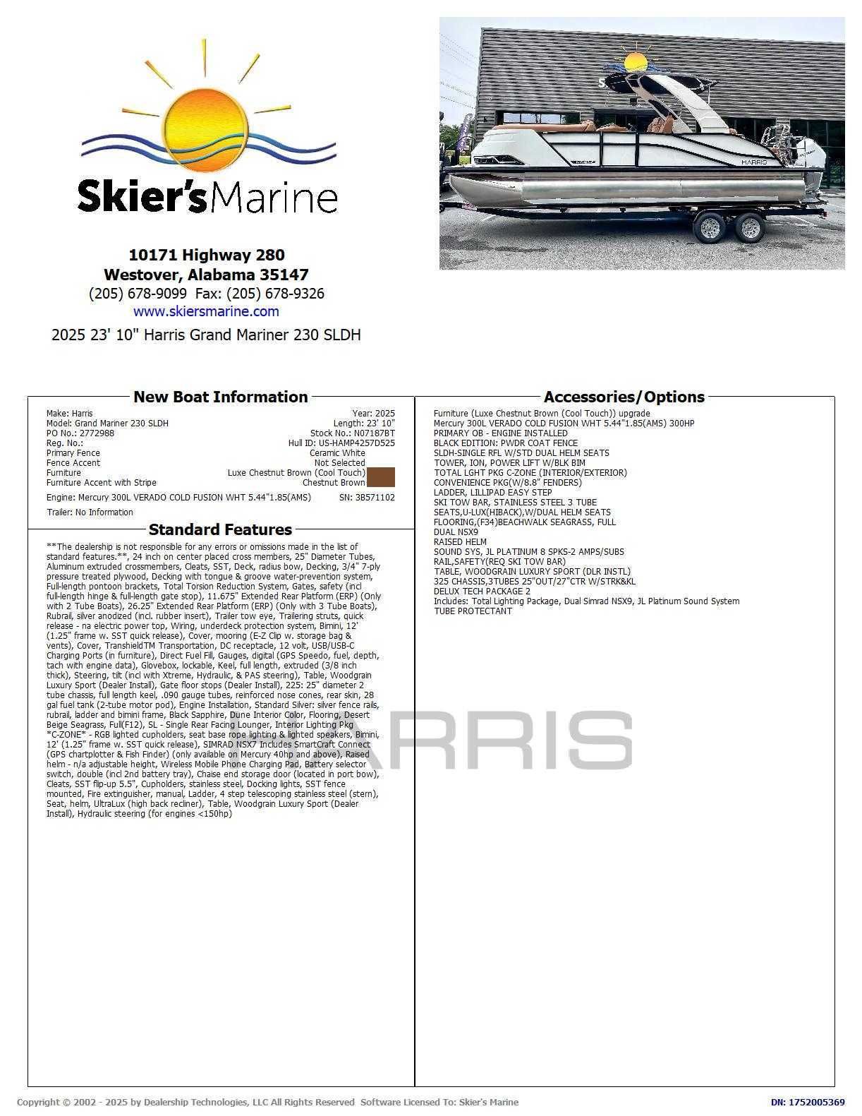 2025 Harris Grand Mariner 230 SLDH boat at Skier's Marine.