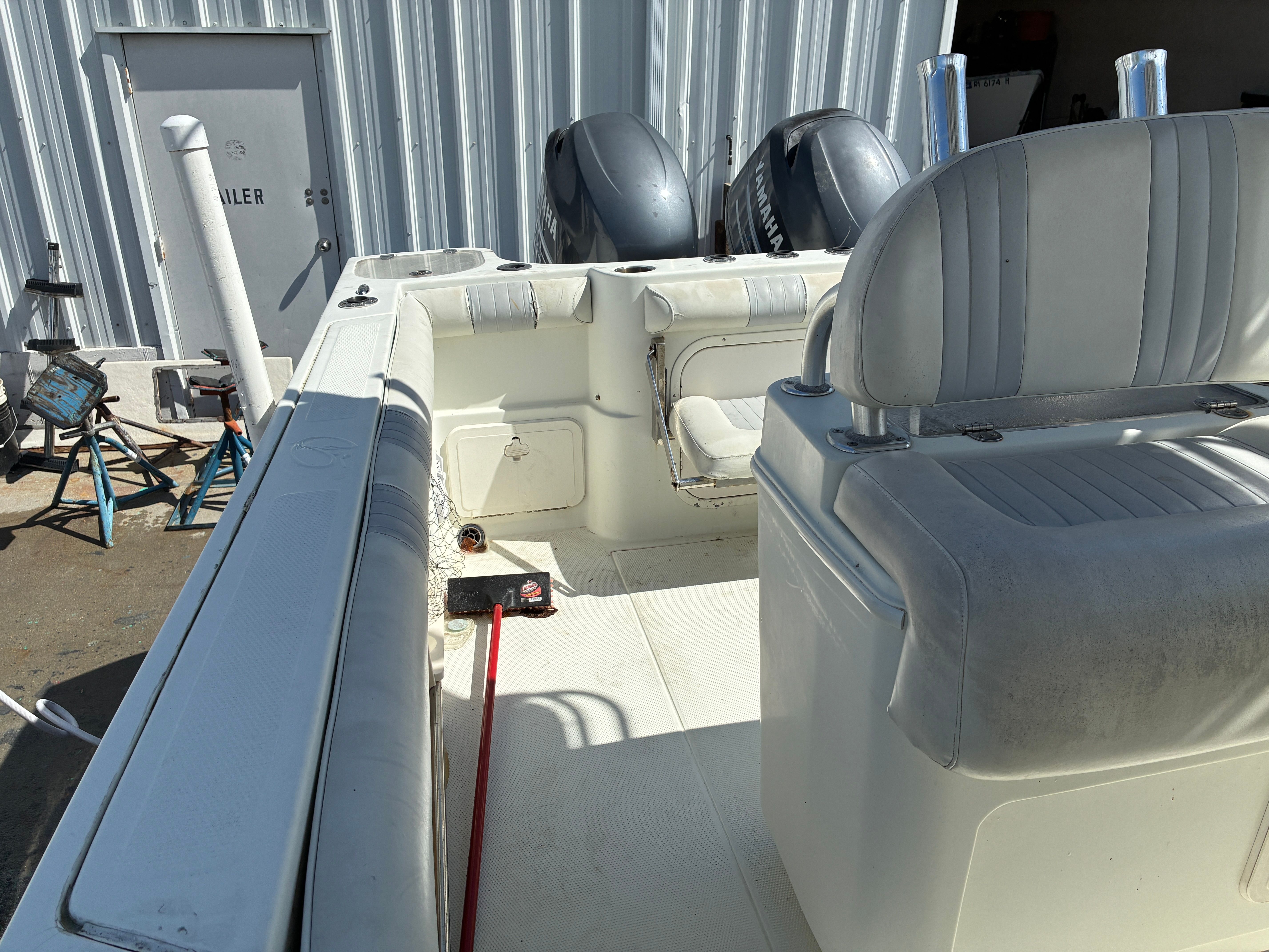 Interior of a 2007 Sailfish 2660 boat with seating.