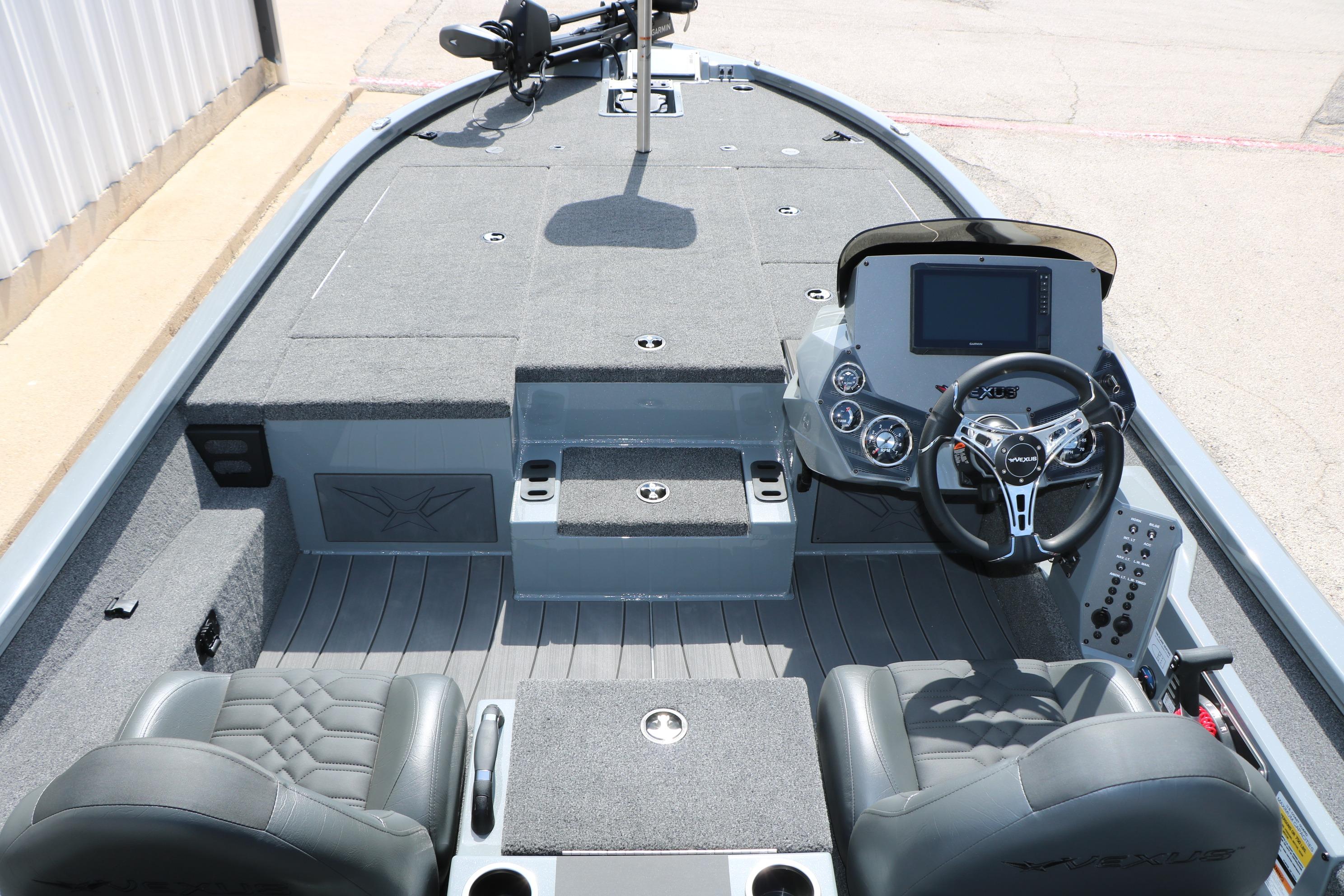 2026 Vexus AVX1980 boat interior with modern dashboard and seating.