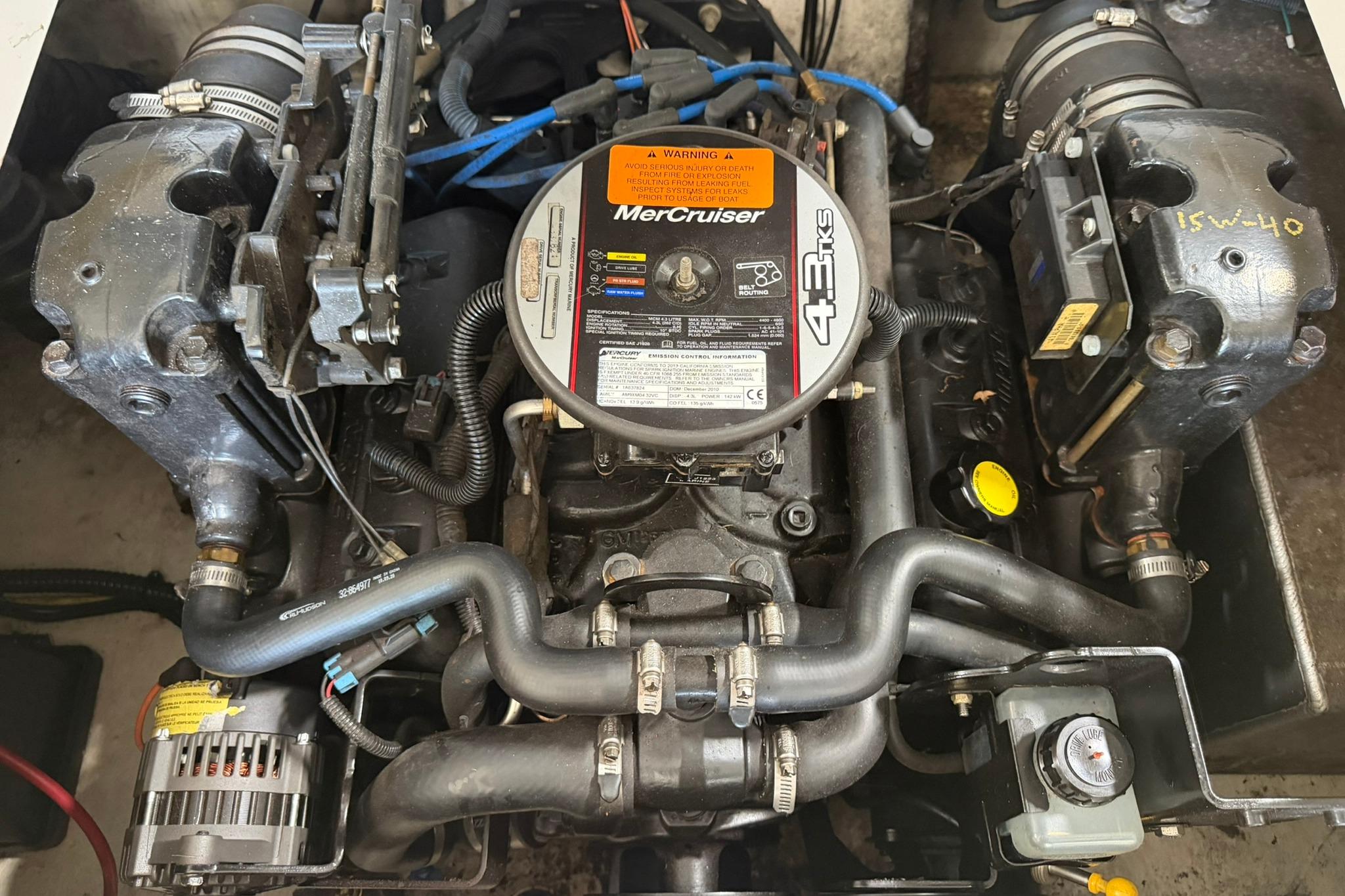 Engine of a 2012 Chaparral 19 Sport H2O boat, featuring a MerCruiser 4.3L V6.