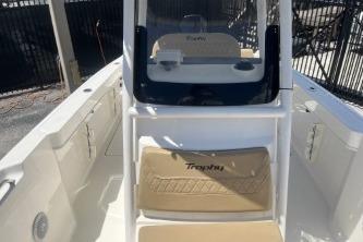 2023 Trophy T24 CC boat interior with console and seating, showcasing modern design.