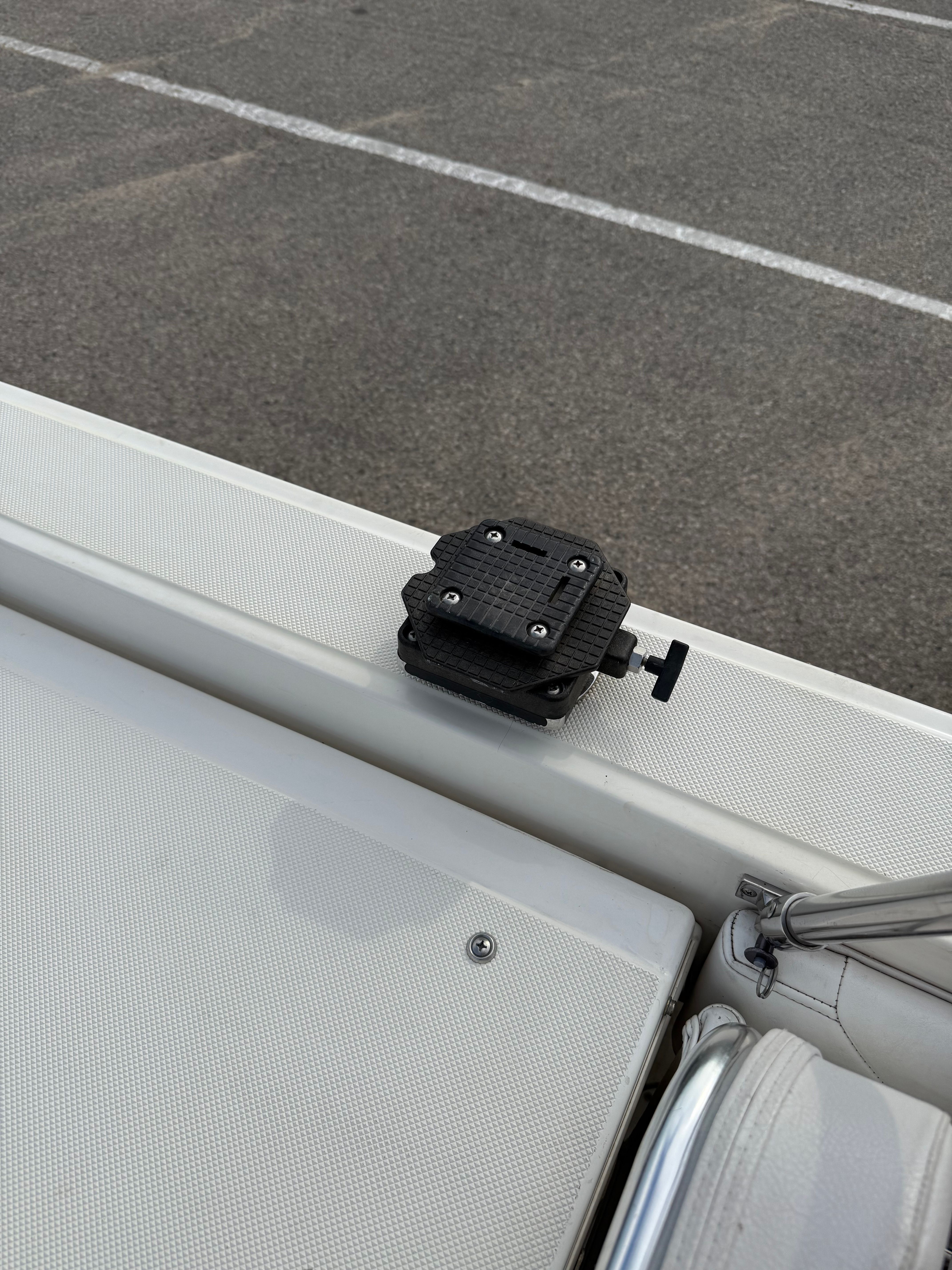 Close-up of a 1999 Fountain 32 Sport Fish Cruiser boat detail.