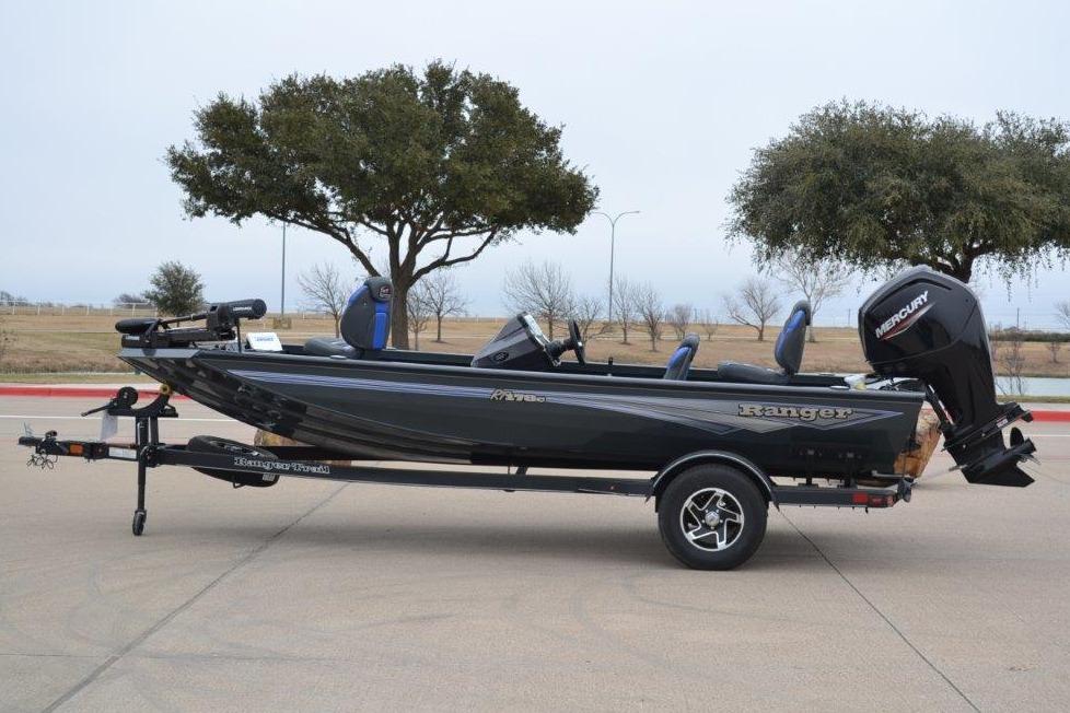 2026 Ranger RT178C fishing boat on trailer with Mercury outboard motor.