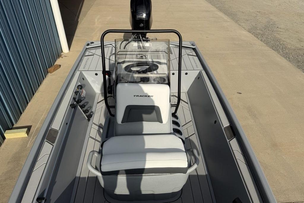 2026 Tracker Bass Tracker Classic CC boat interior with steering console and seating.