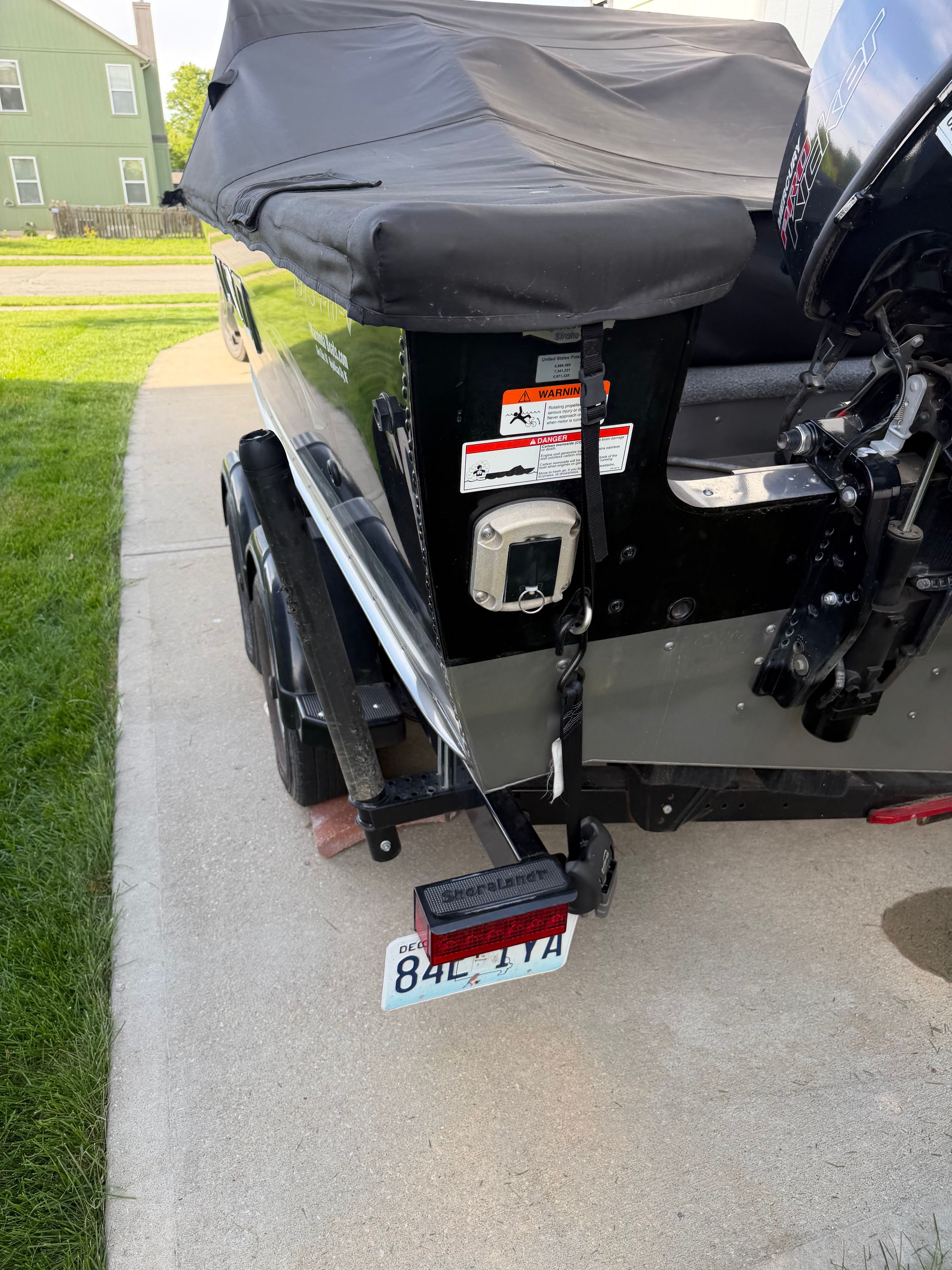 2017 Lund Pro V 1975 boat with cover on trailer.