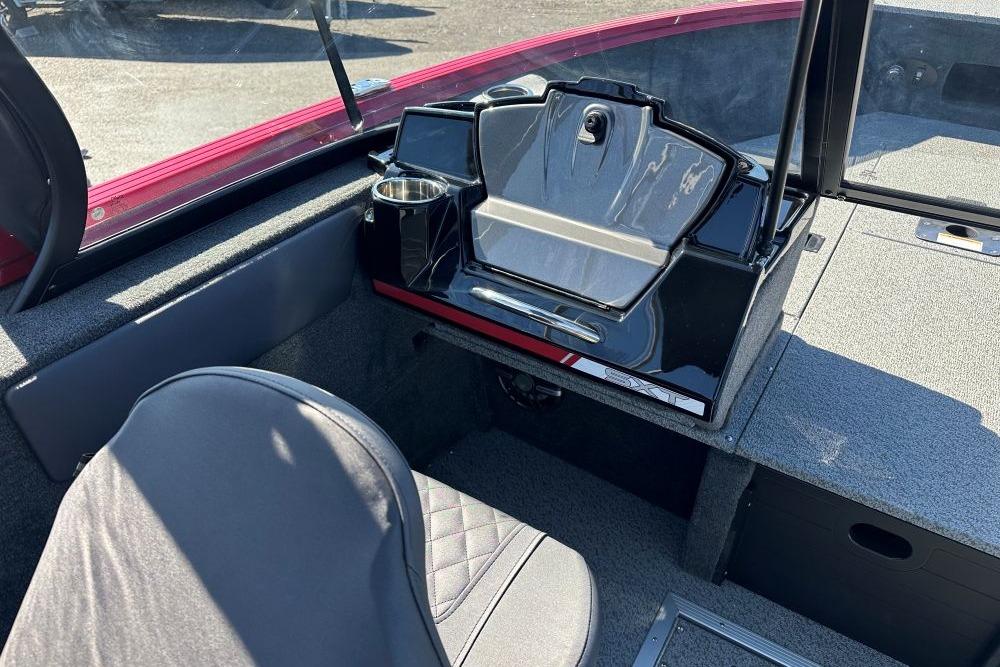 Interior of 2026 Starweld 17 SXT boat with seating and console details.