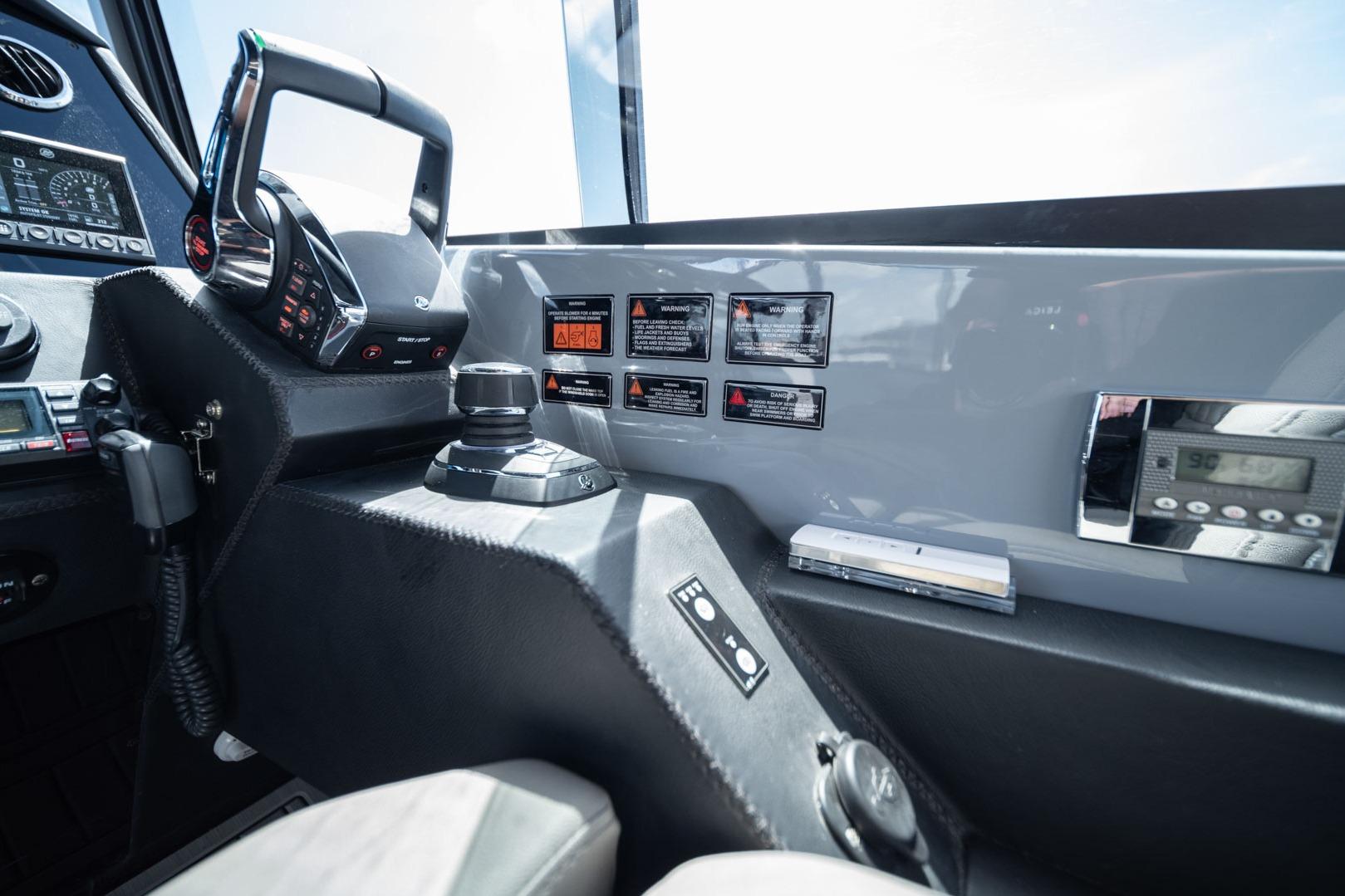 Control panel of 2026 Hanover 387 boat with modern navigation equipment.