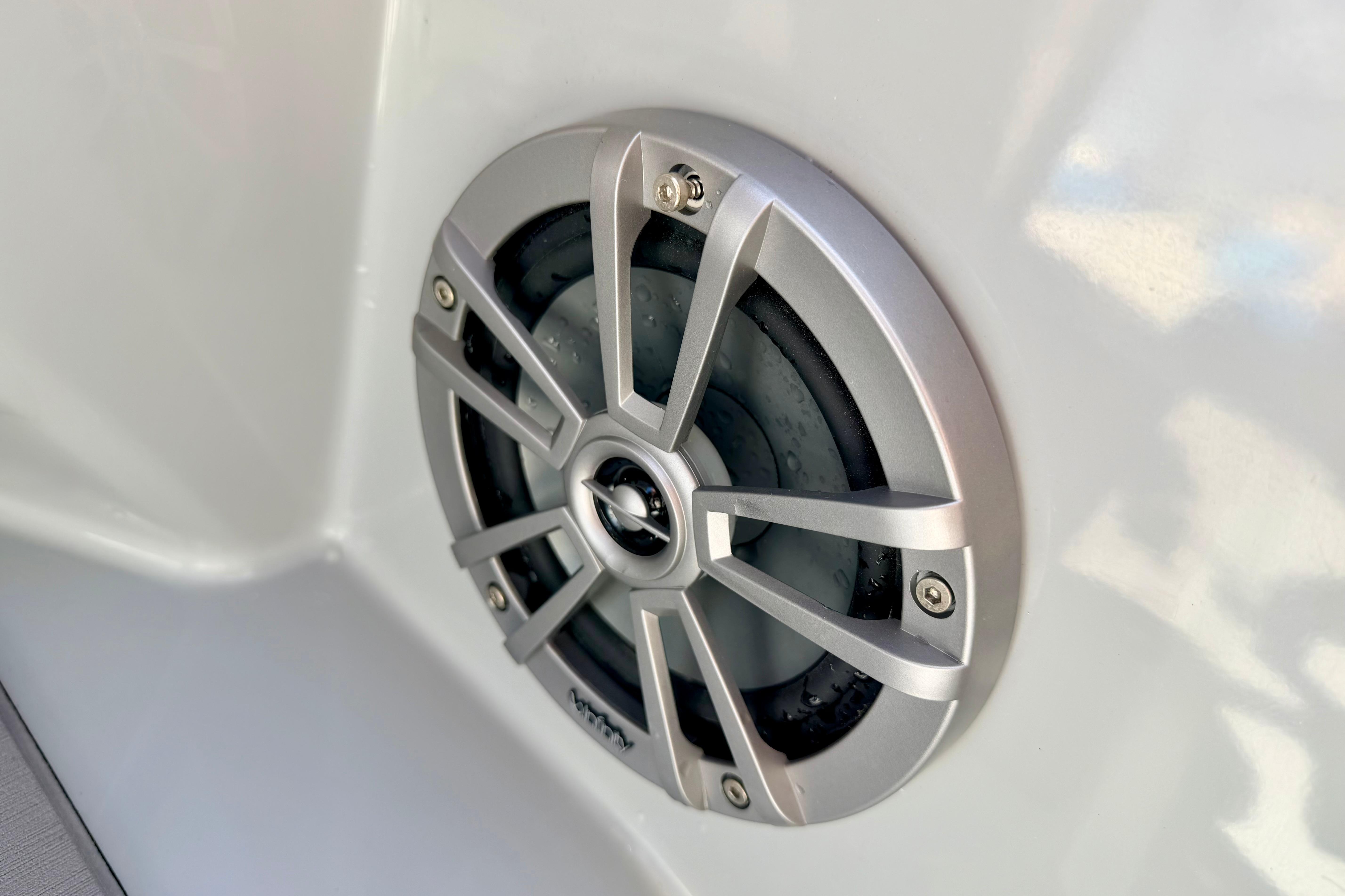 Close-up of a speaker on a 2019 Crestliner 240 Rally DX CW boat.