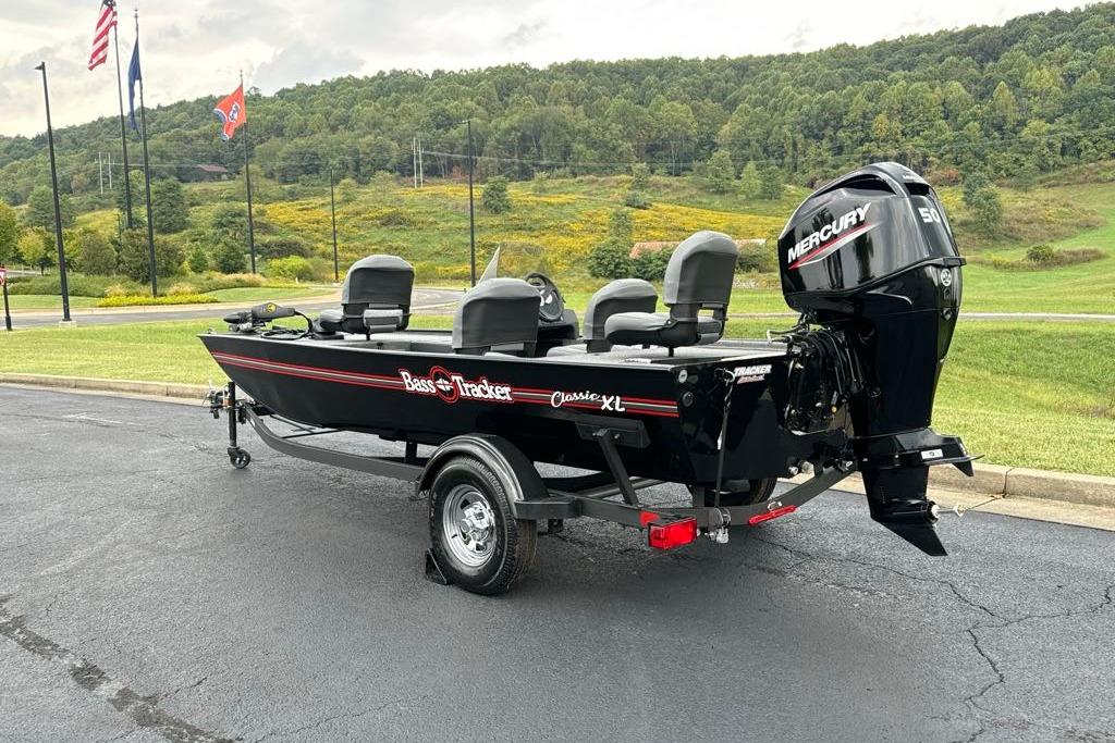 2026 Tracker Bass Tracker Classic XL boat with Mercury engine on a trailer.