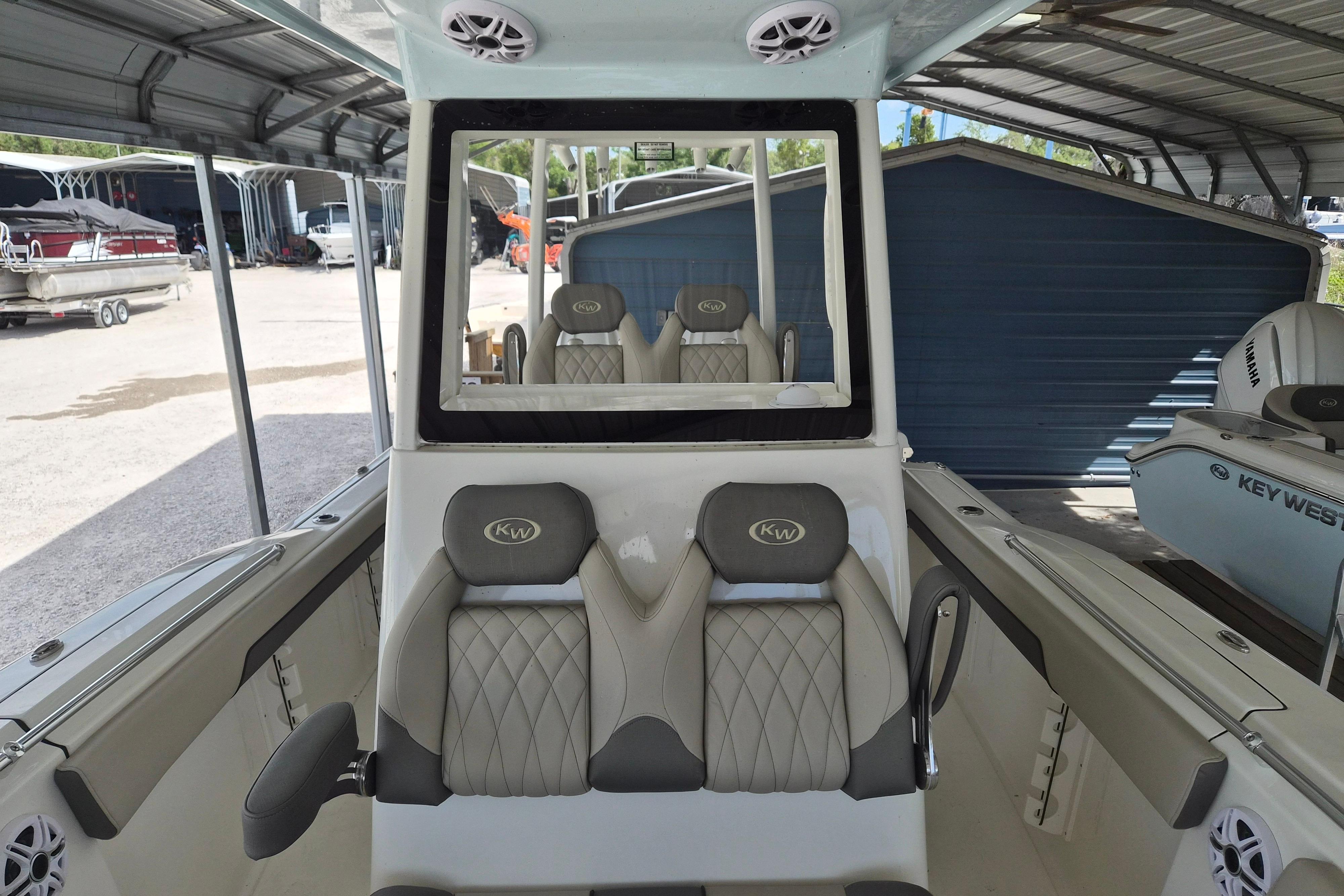 2026 Key West 260 Center Console boat interior with cushioned seating and modern design.