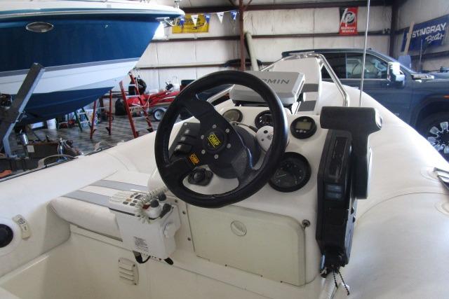 Steering console of 2000 Zodiac Yachtline 340DL with Garmin navigation system.