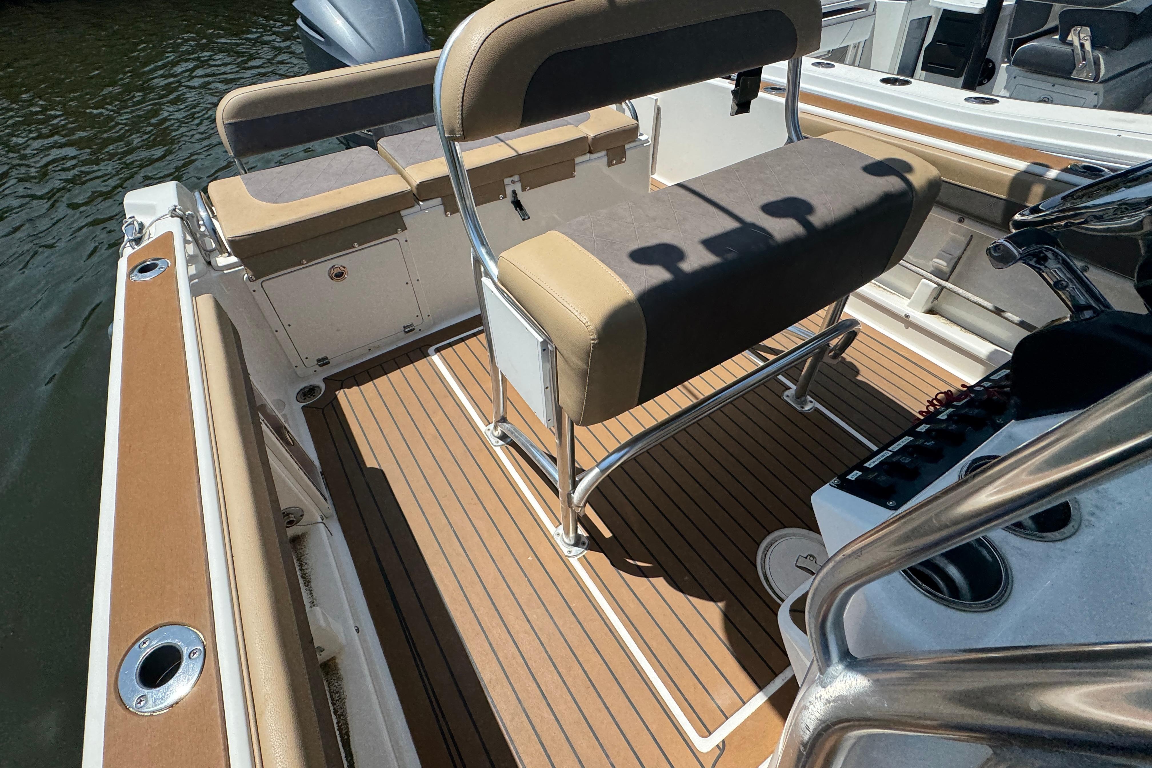 2014 Century 2301 Center Console boat interior with seating and deck details.