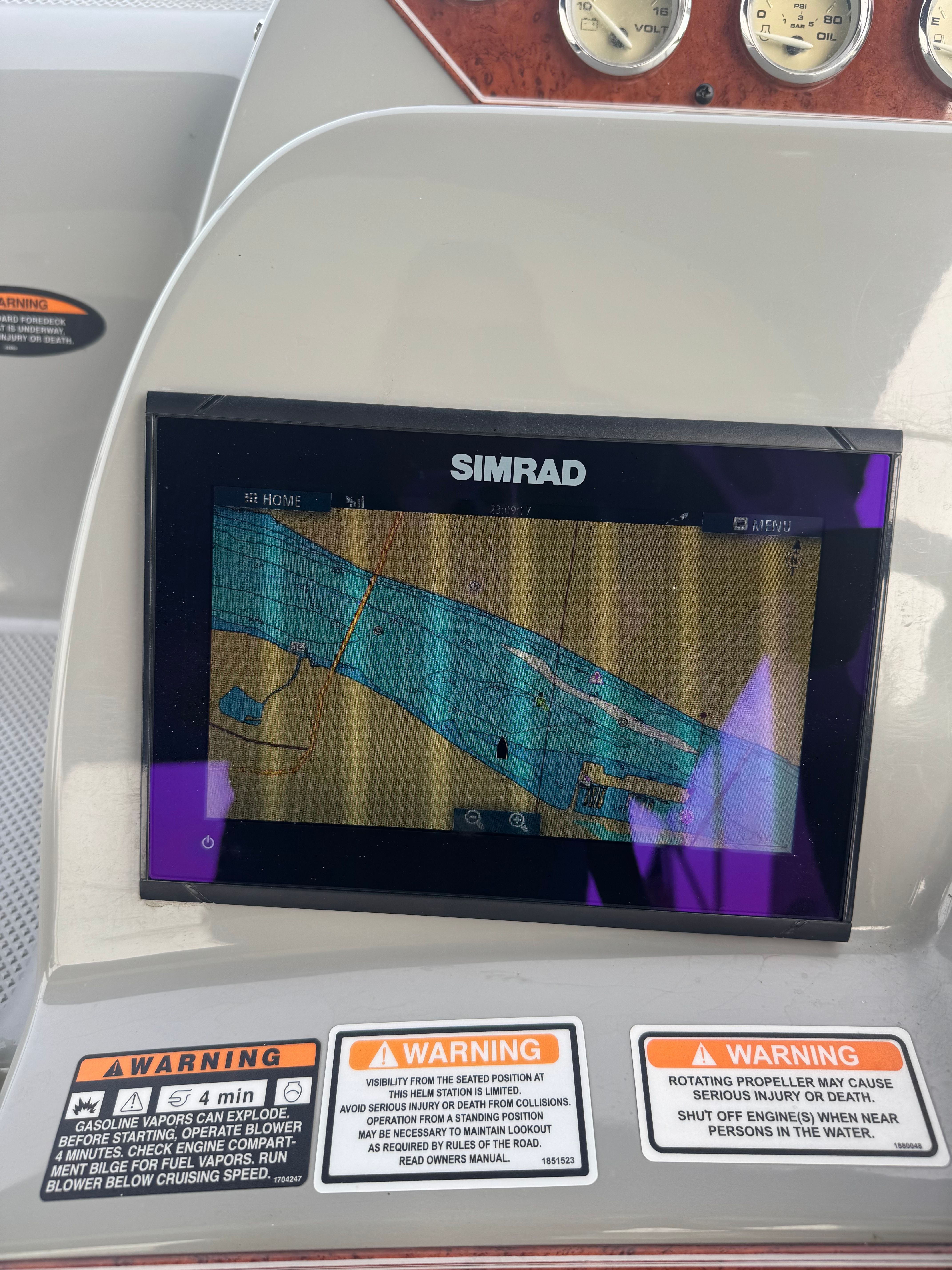 Simrad navigation system on 2008 Bayliner 340 boat.