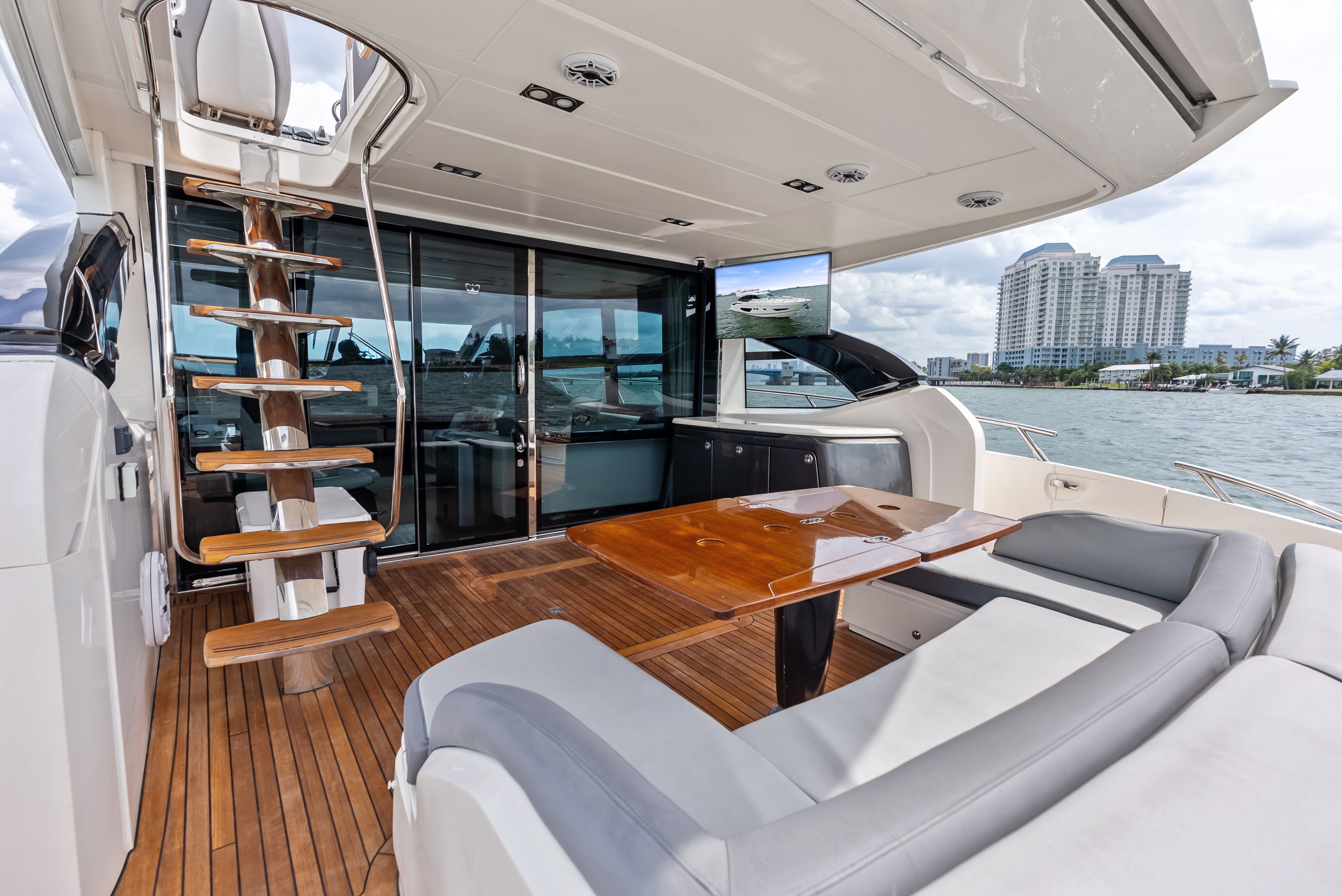Luxurious interior of the 2014 Princess S72 yacht.