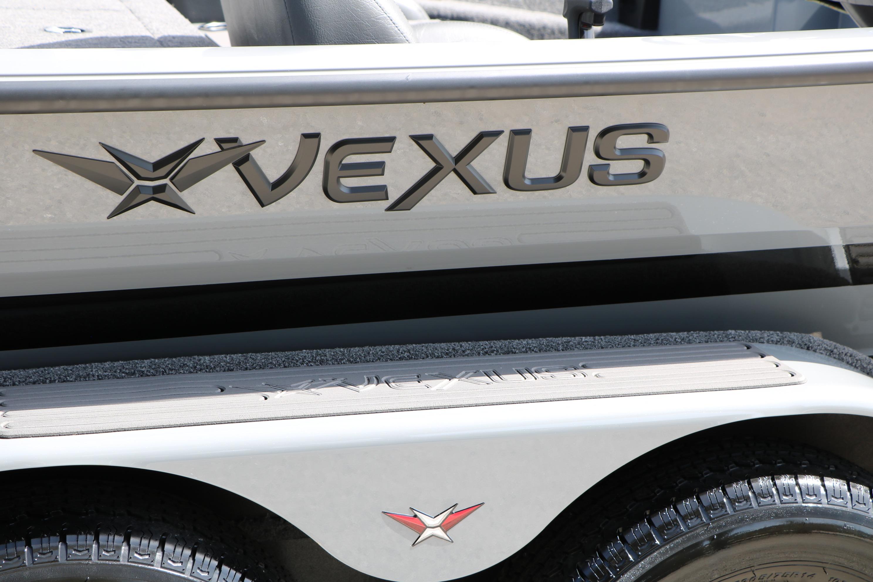 2026 Vexus AVX1980 boat logo and branding detail on side panel.
