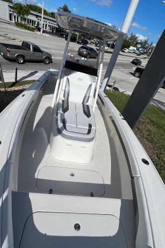 2024 ShearWater 270 SS Open Carolina boat with sleek design and spacious deck.