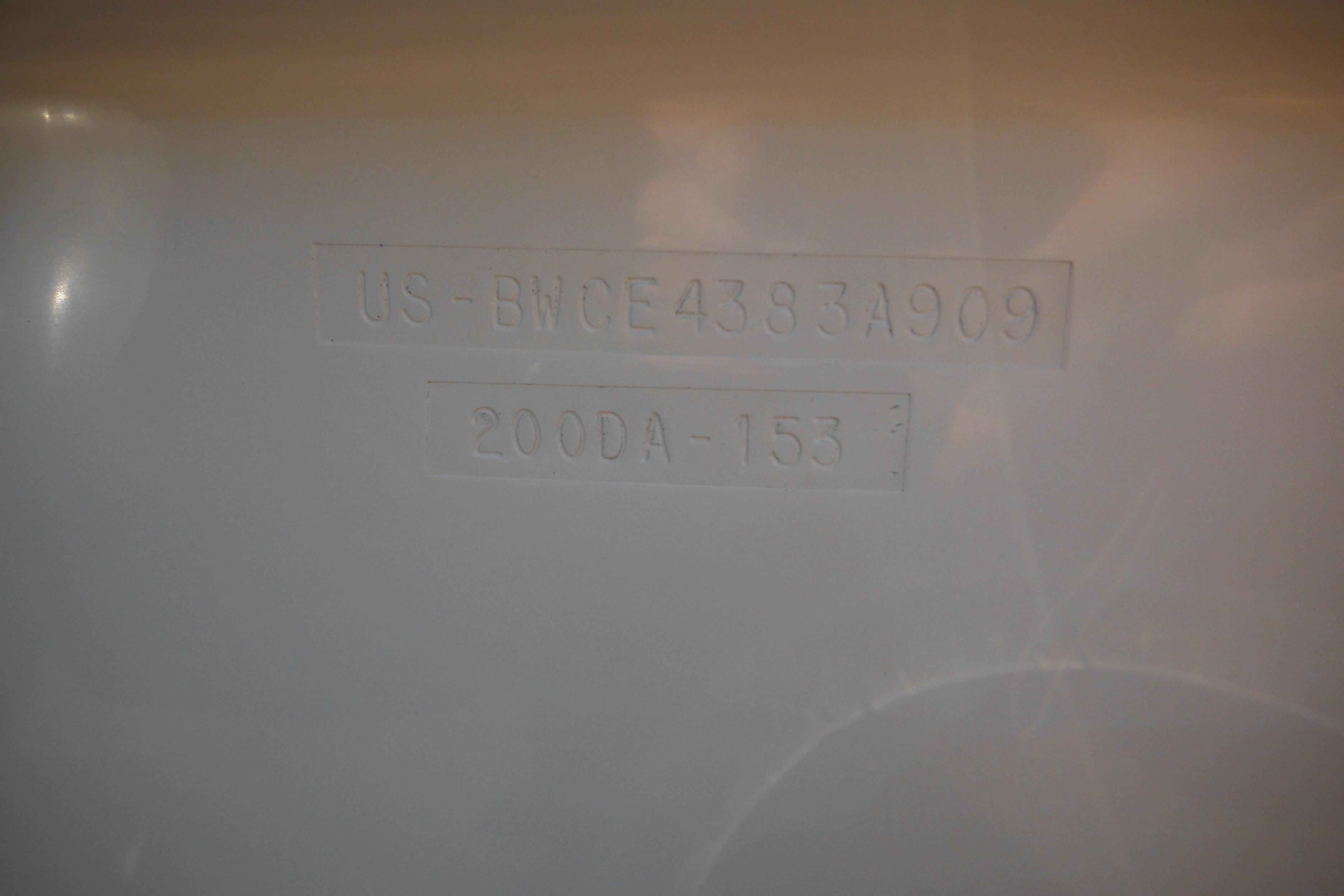 Hull identification number on 2009 Boston Whaler 200 Dauntless boat.