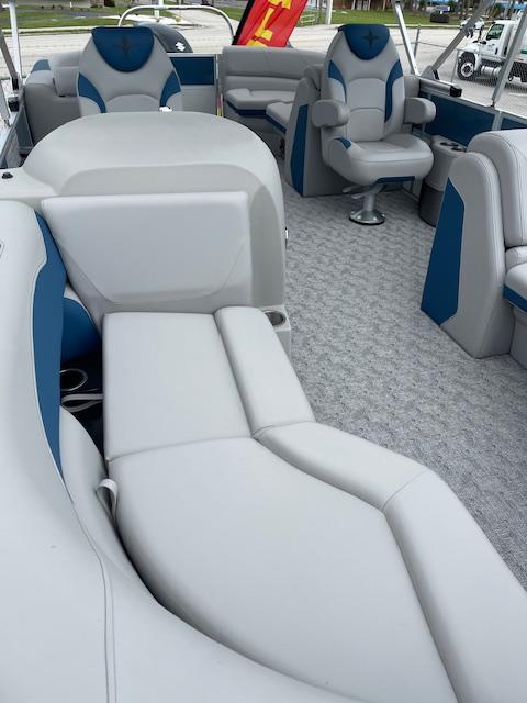 2025 Berkshire 22 RFX LE Tri-toon Pontoon interior with plush seating and modern design.