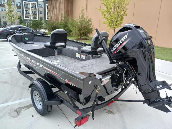 2025 Tracker Super Guide V-16 T boat with Mercury engine on trailer.