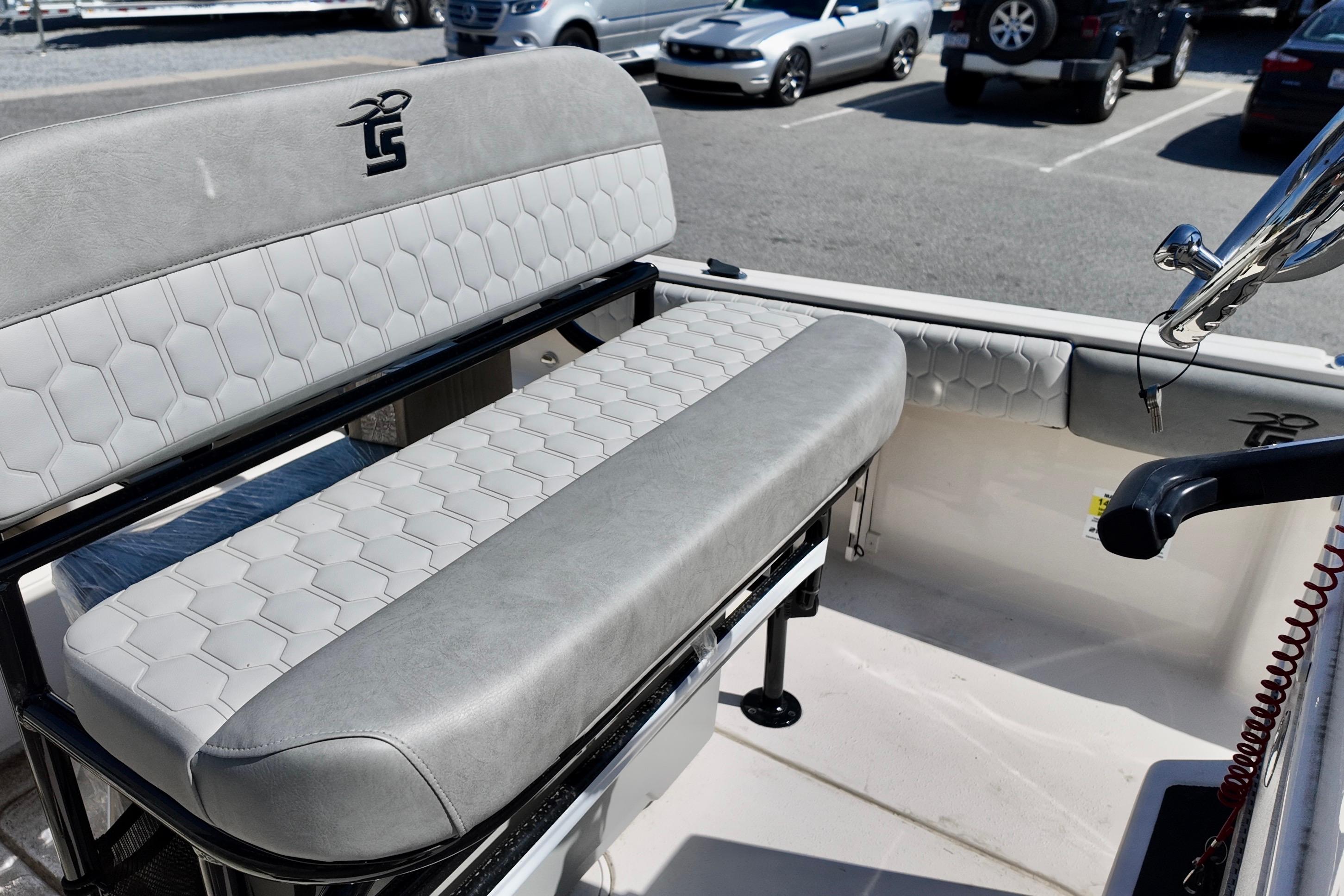 2026 Carolina Skiff 21 Ultra Elite boat interior with stylish seating and modern design.