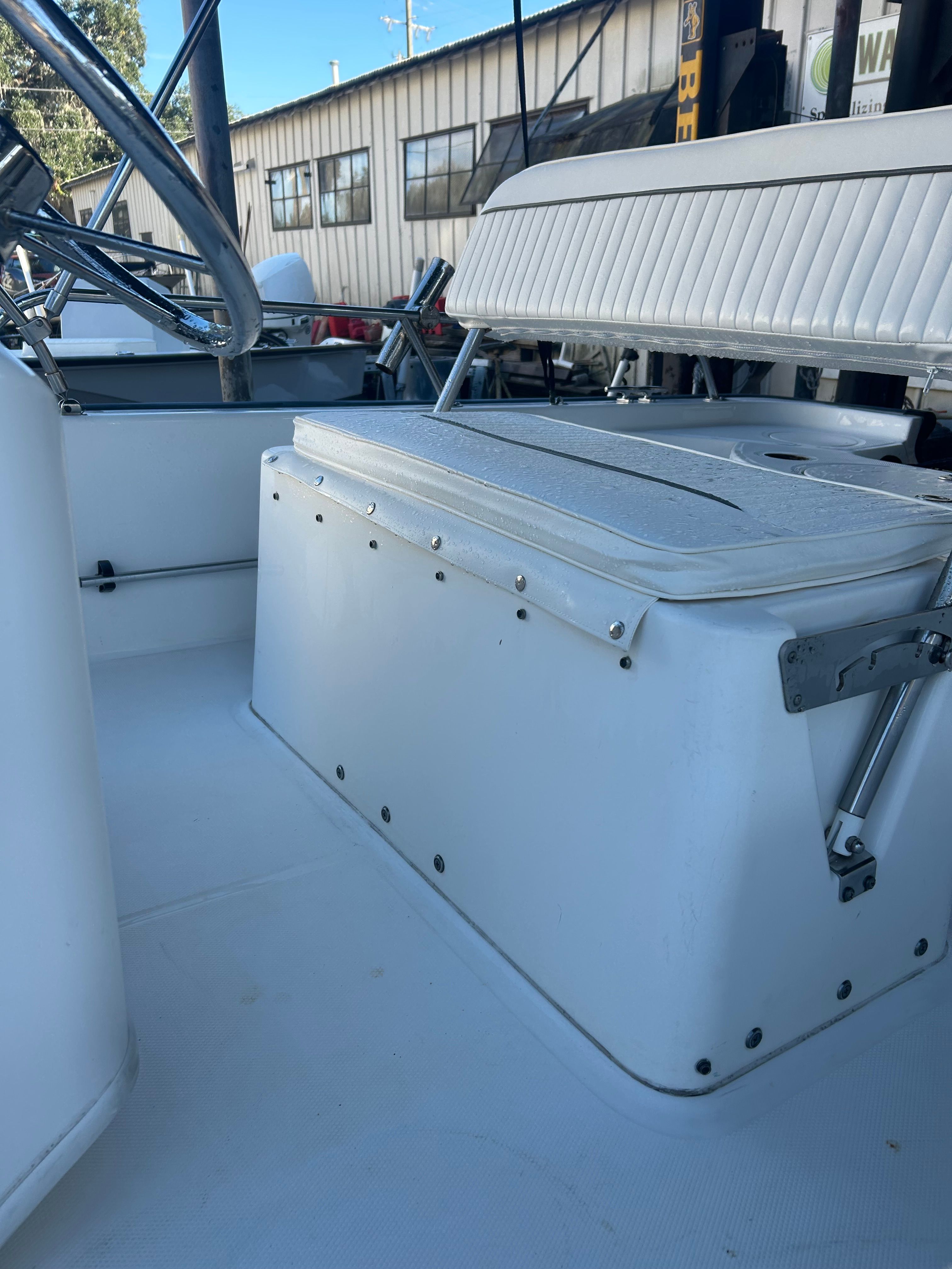 Interior of a 2006 Boston Whaler 150 Montauk boat.