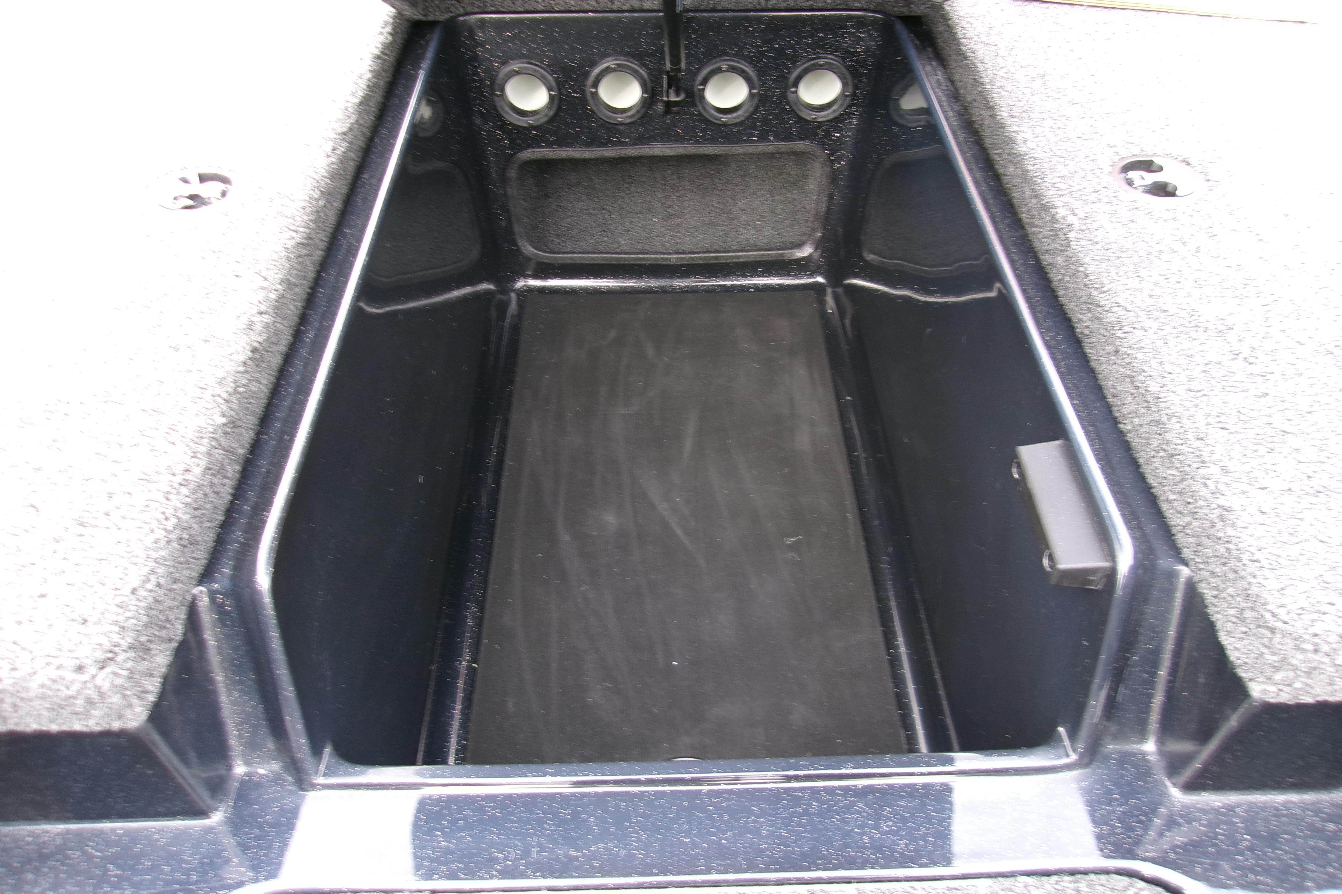 Storage compartment of 2026 Nitro Z17 boat, featuring a sleek, spacious design.