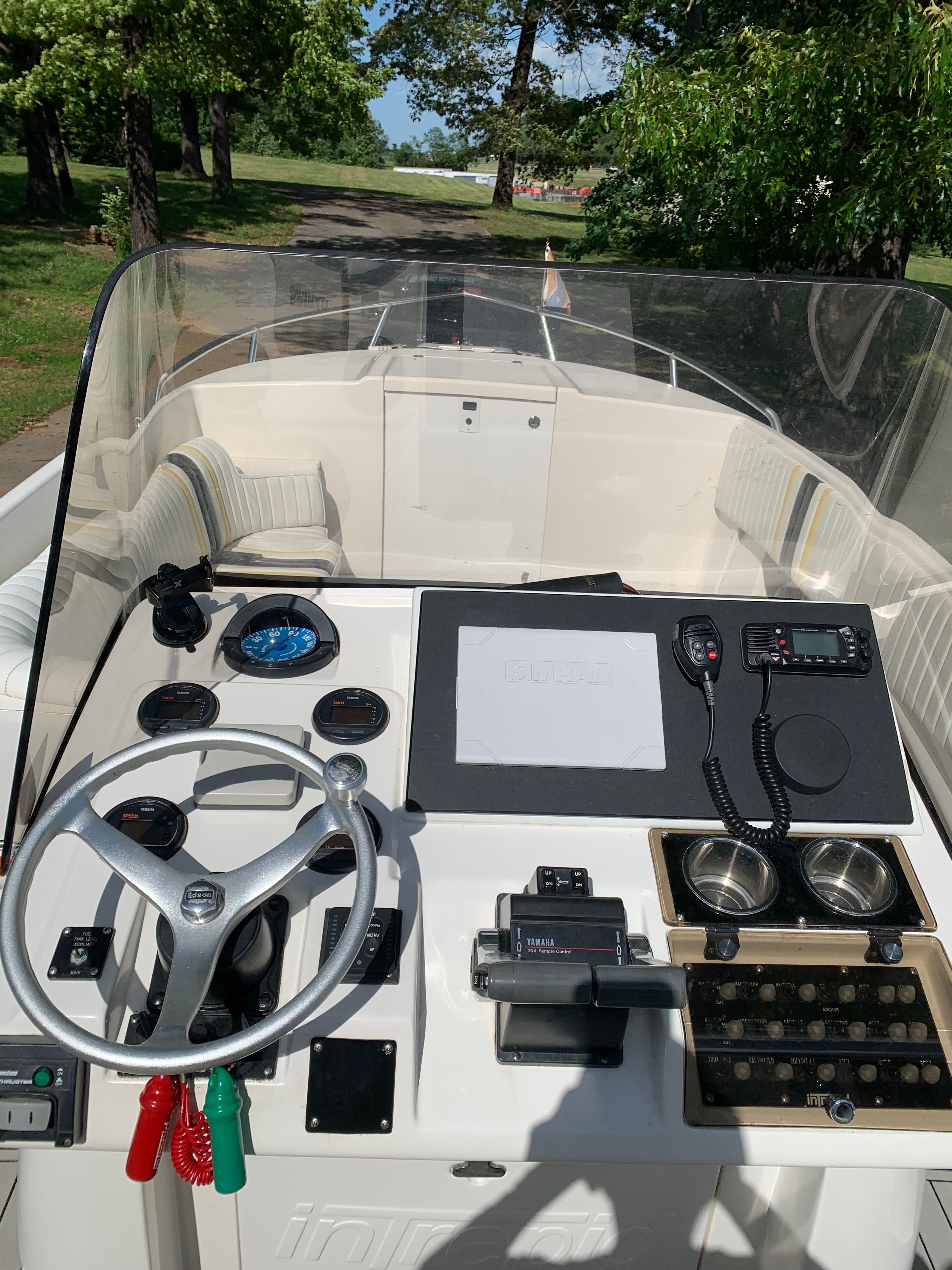 Intrepid 322 Cuddy Center Console boat dashboard, year 2002.