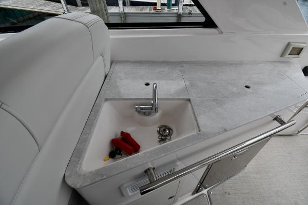 2021 Regal 35 Sport Coupe yacht interior with sink and countertop.