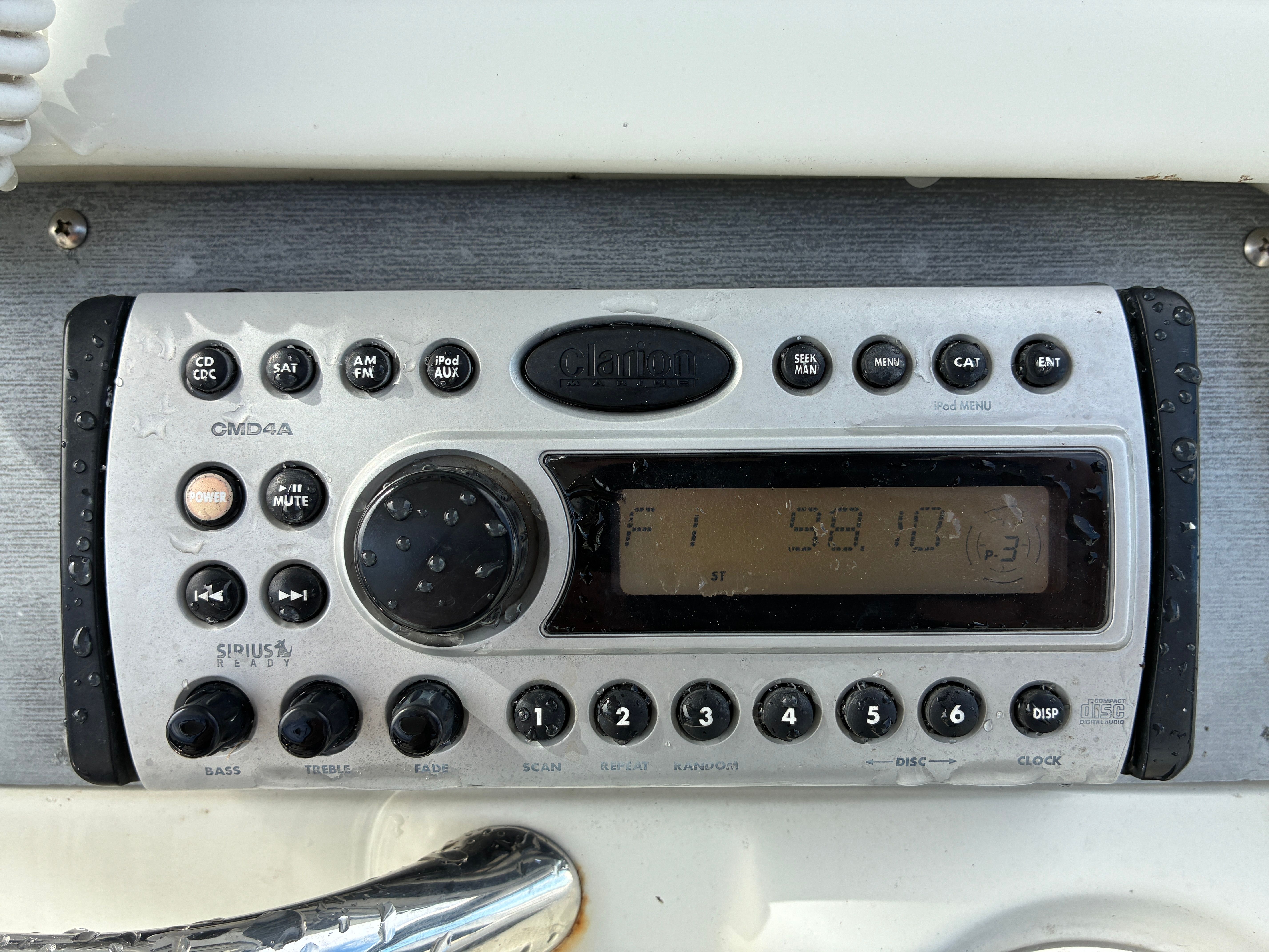 Clarion CMD4A radio on a 2007 Sailfish 2660 boat.