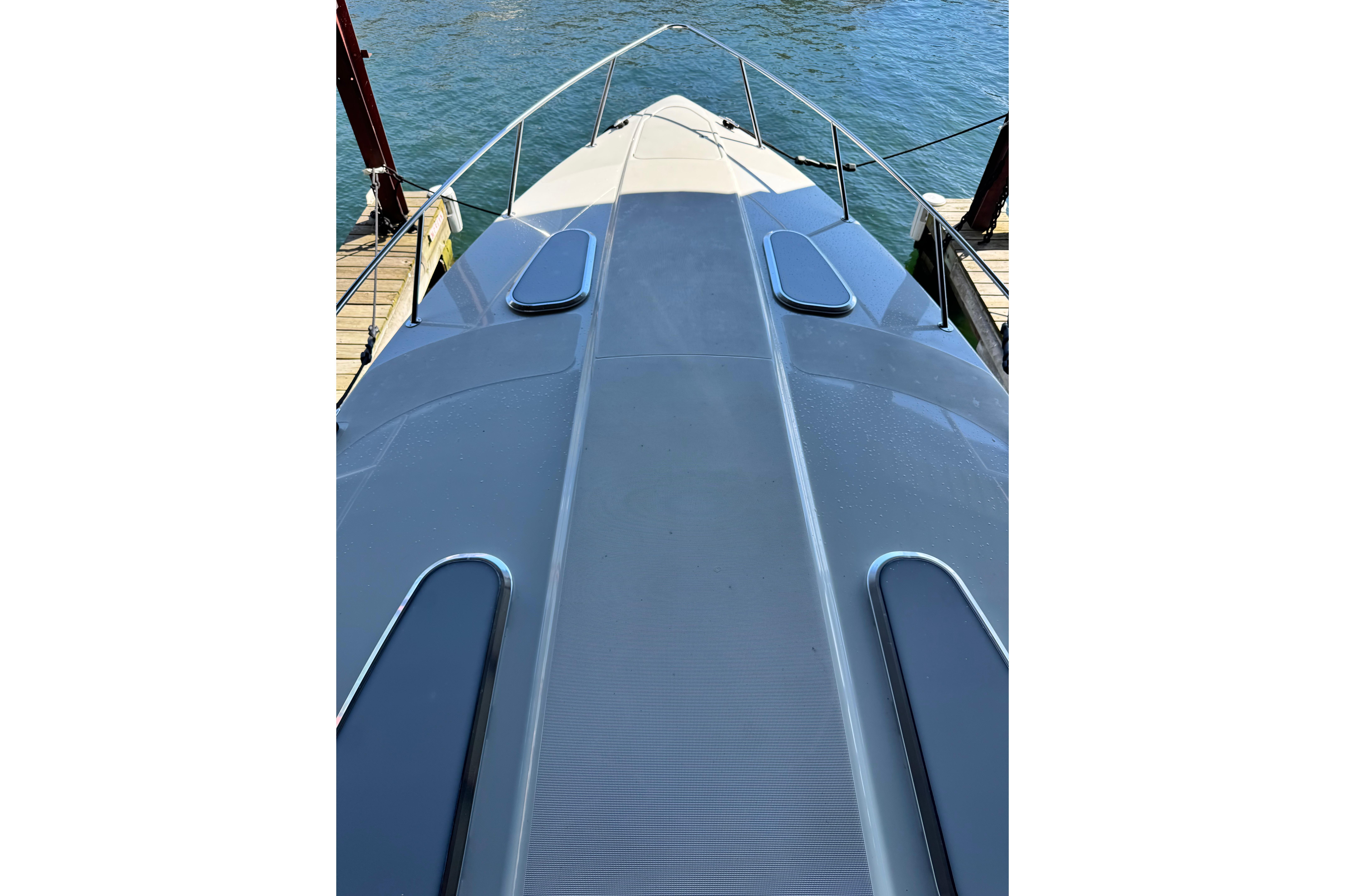 2008 Formula 400 Super Sport boat deck view at dockside.