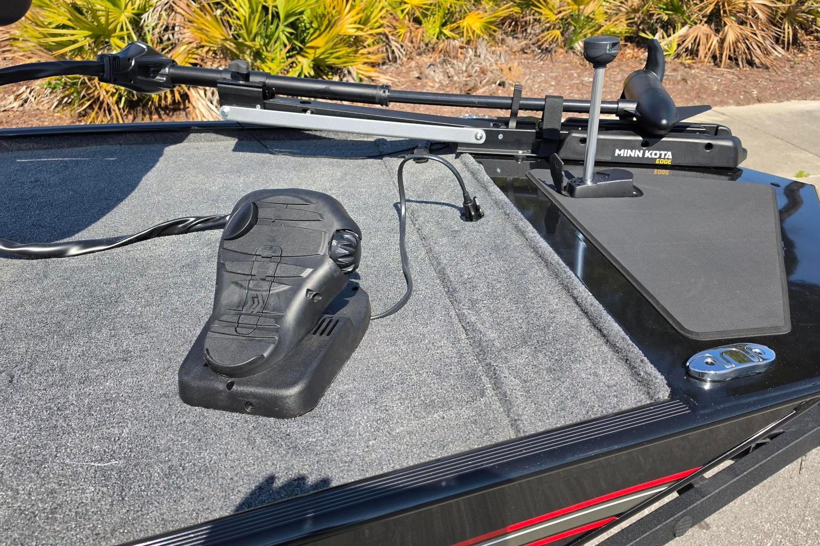 2026 Tracker Bass Tracker Classic XL boat deck with Minn Kota trolling motor.
