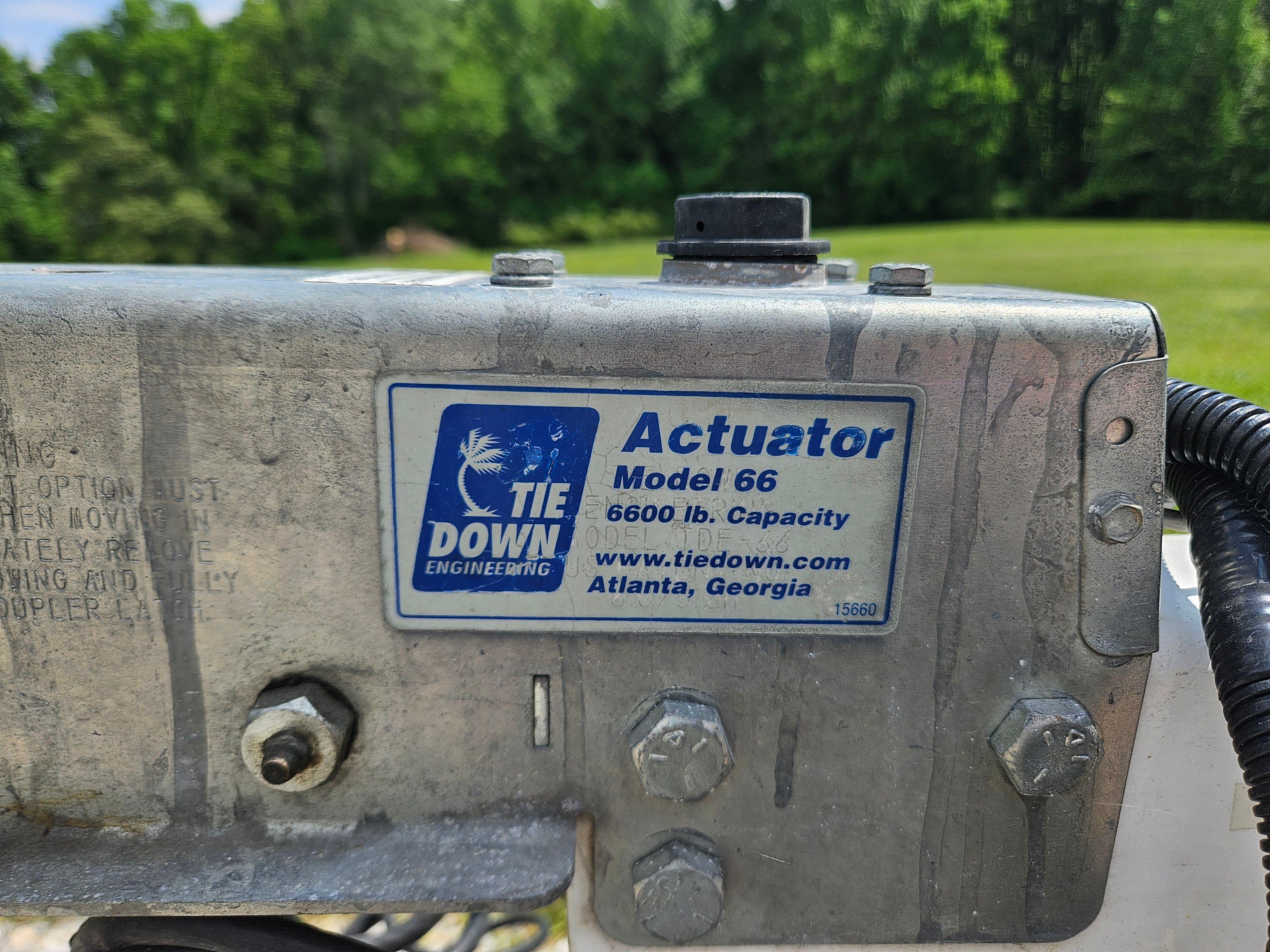 Close-up of Tie Down Engineering actuator, Model 66, 6600 lb capacity.