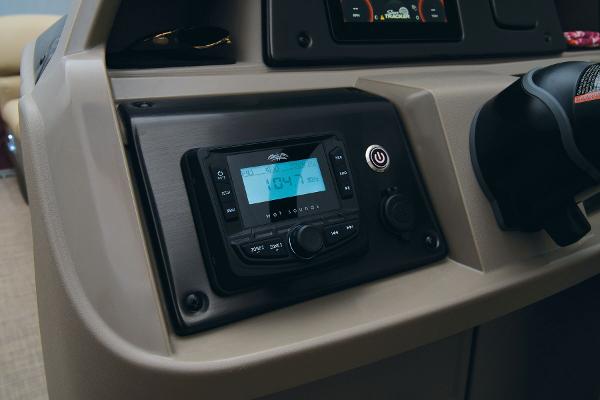 2024 Sun Tracker Party Barge 20 DLX dashboard with modern control panel.
