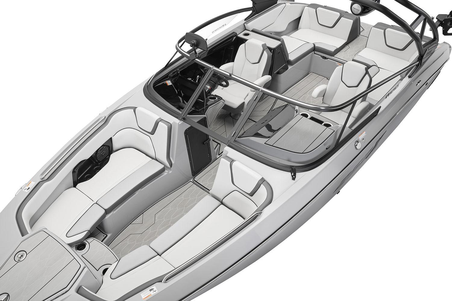 Manufacturer Provided Image: 2026 Yamaha Boats 252XE interior, featuring sleek, modern seating and spacious layout.