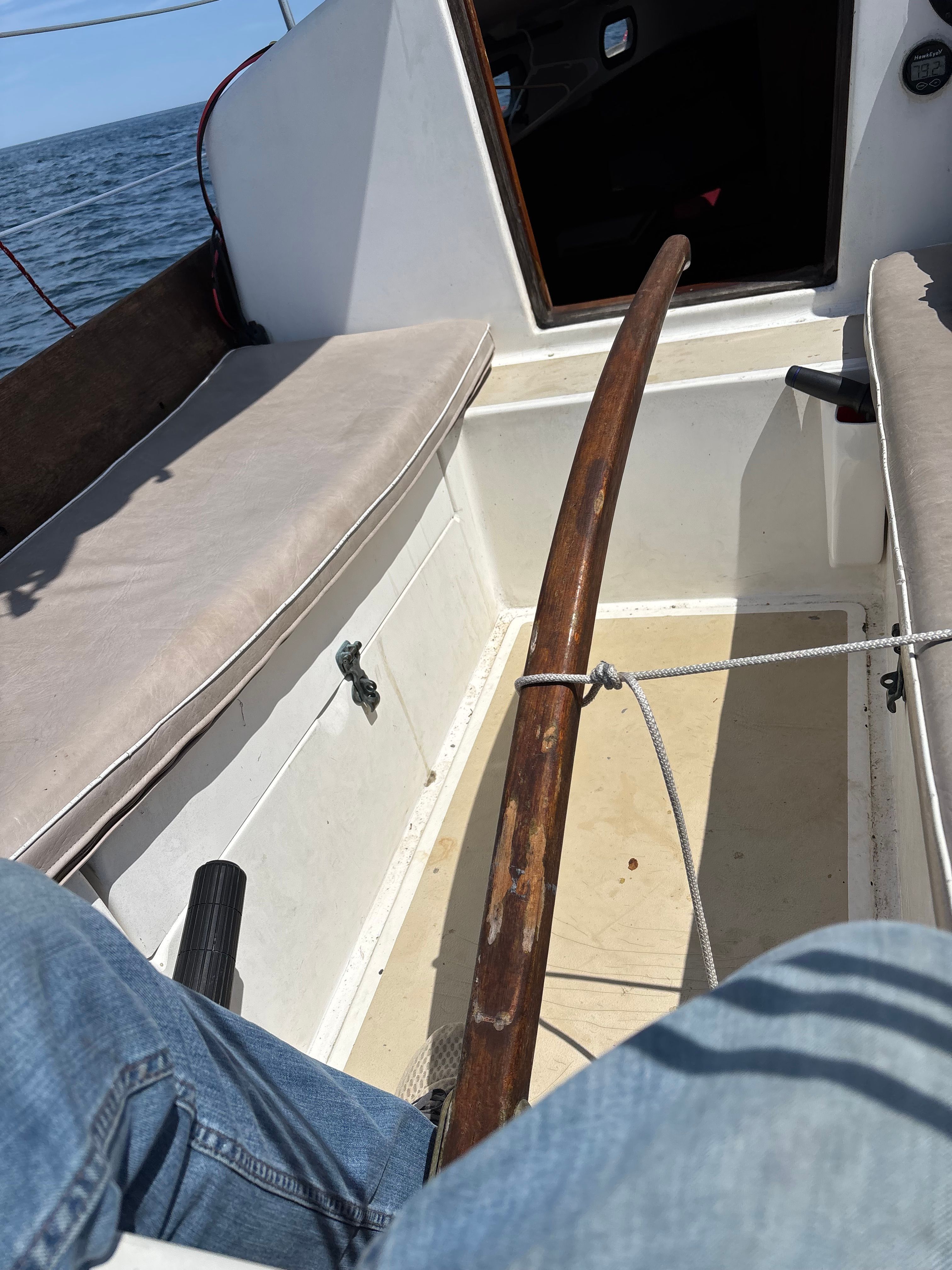 Interior view of a 1986 Cape Dory 26 sailboat.