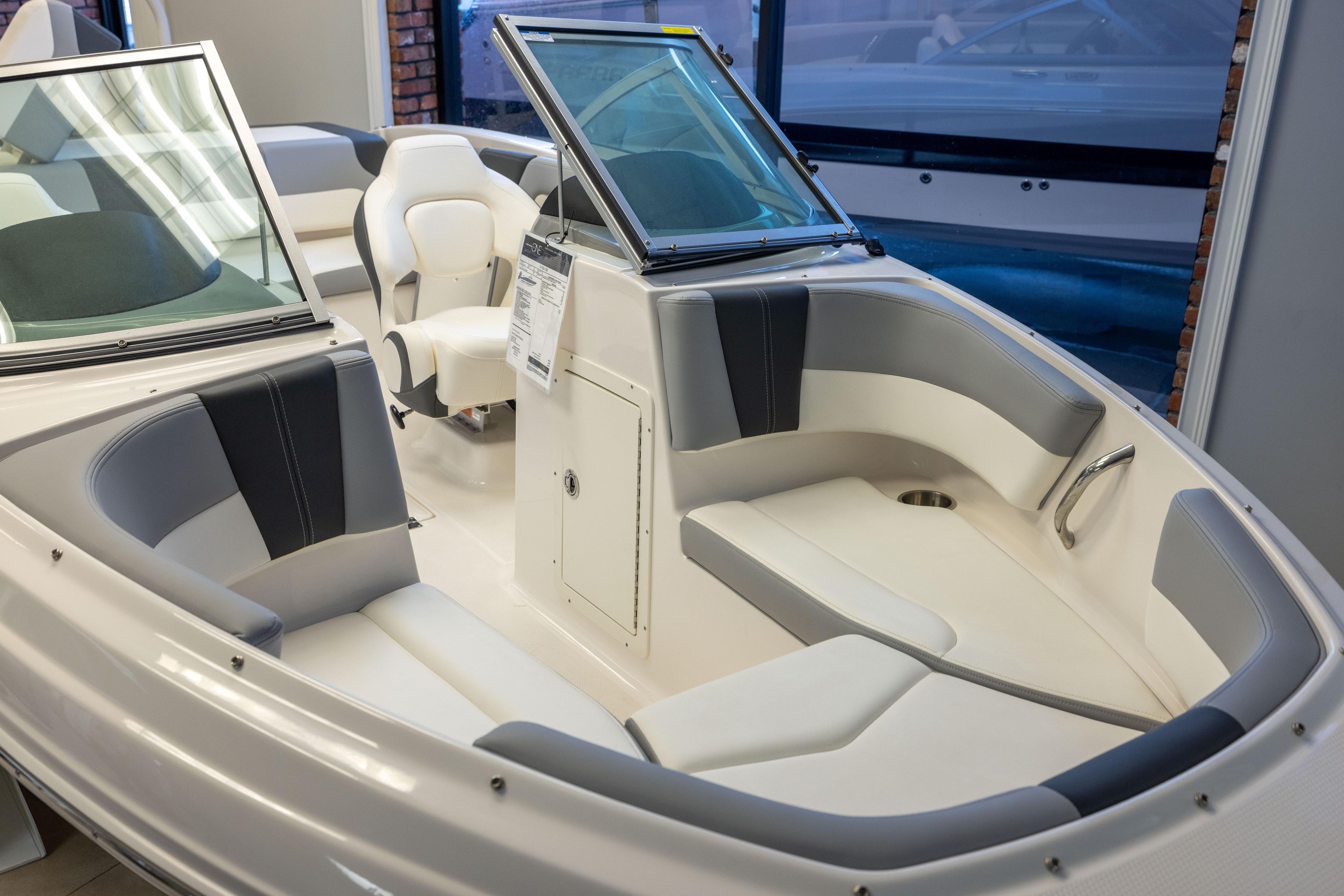2024 Chaparral 19 SSi OB boat interior with sleek seating and modern design.