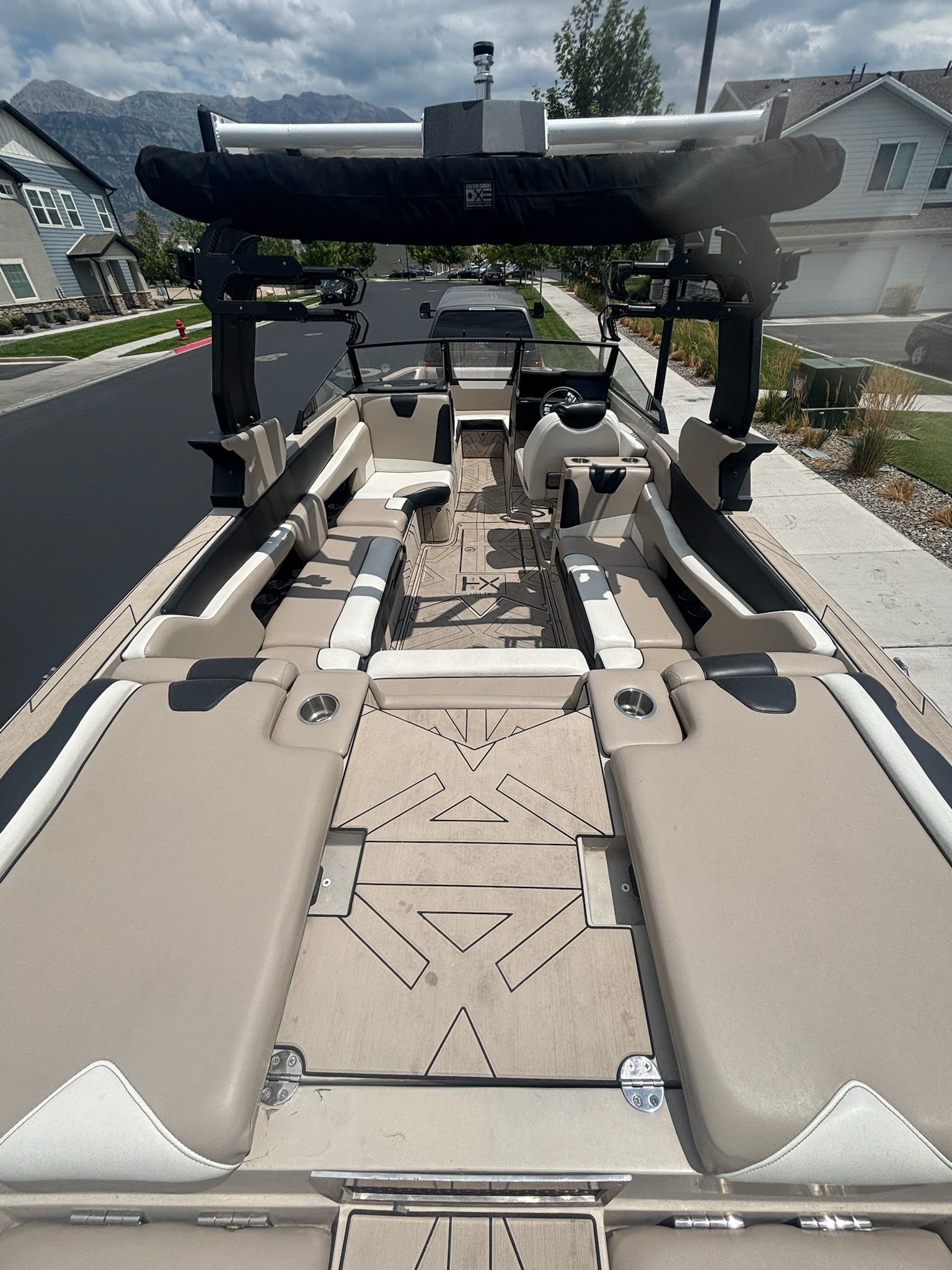 Interior view of a Custom DSB25 boat, year 2025, on a street.