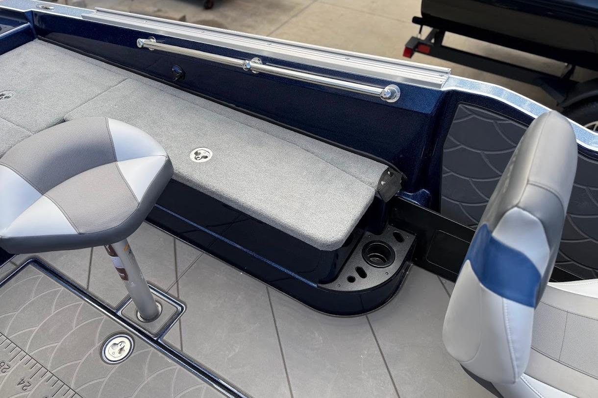 Interior of 2026 Nitro ZV21 Pro boat with seating and storage features.