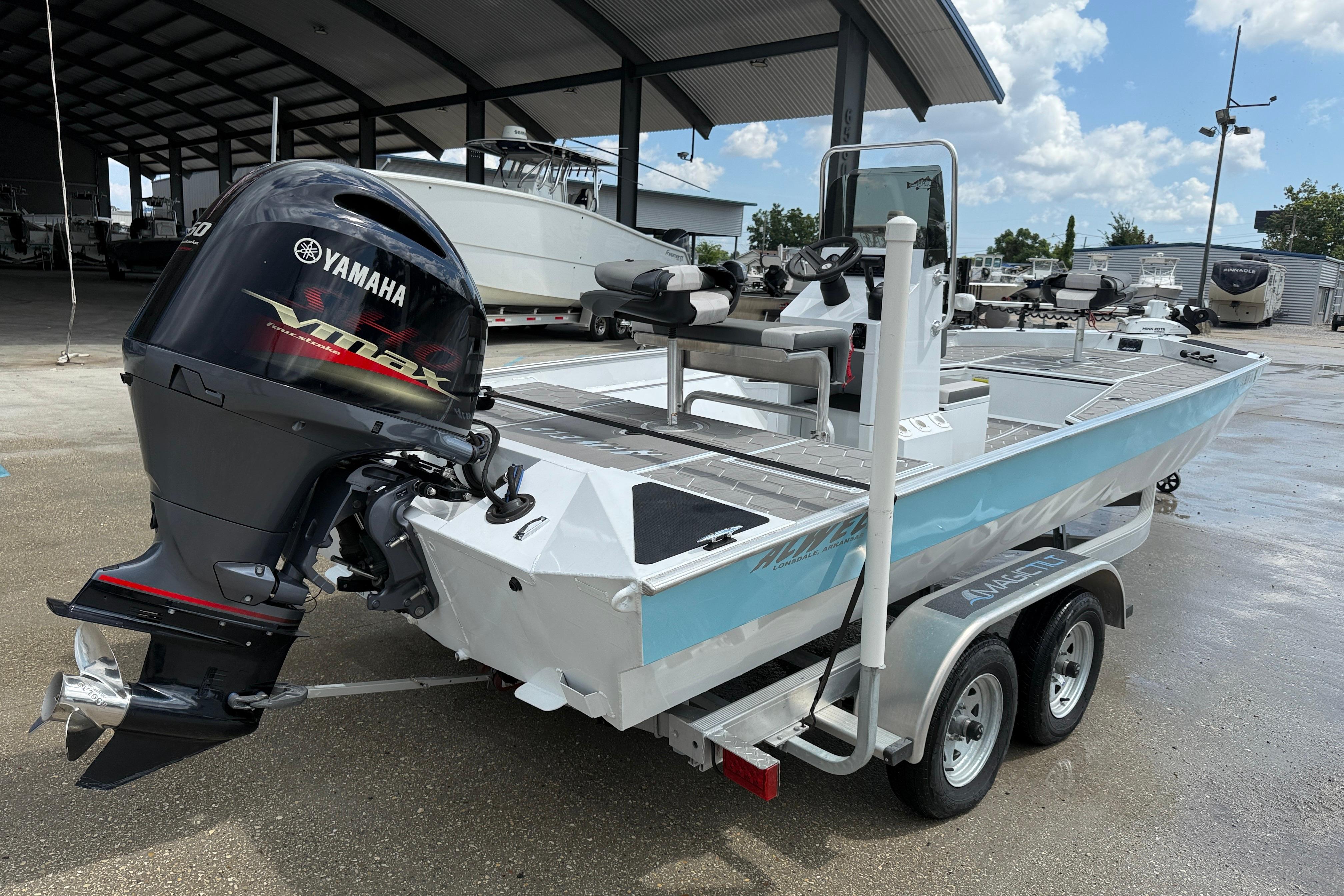 2024 Alweld 2070cc boat with Yamaha VMAX engine on a trailer.