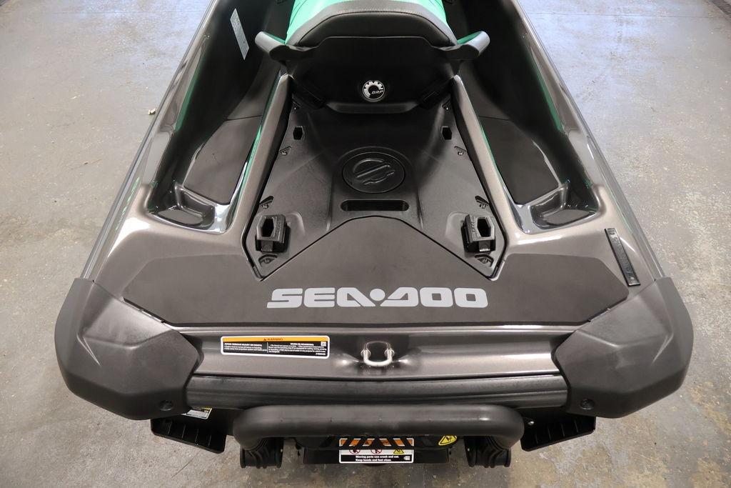 2026 Sea-Doo GTI SE 130 jet ski, rear view, showcasing sleek design and branding.
