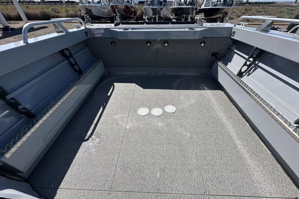 2026 Hewescraft 200 ProV ET boat interior with spacious deck and storage compartments.