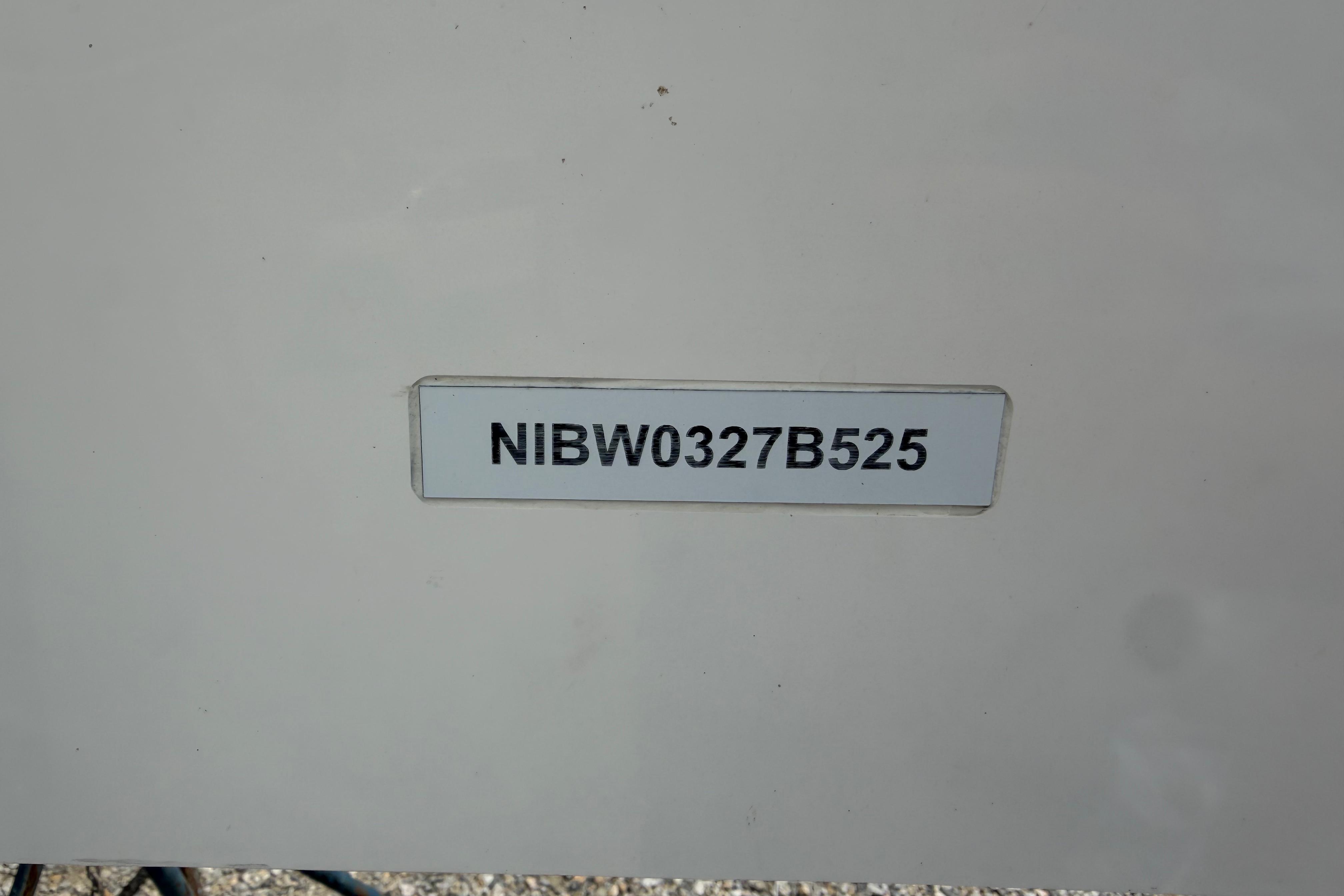 VIN plate of a 2025 Nimbus Weekender 9, displaying "NIBW0327B525".