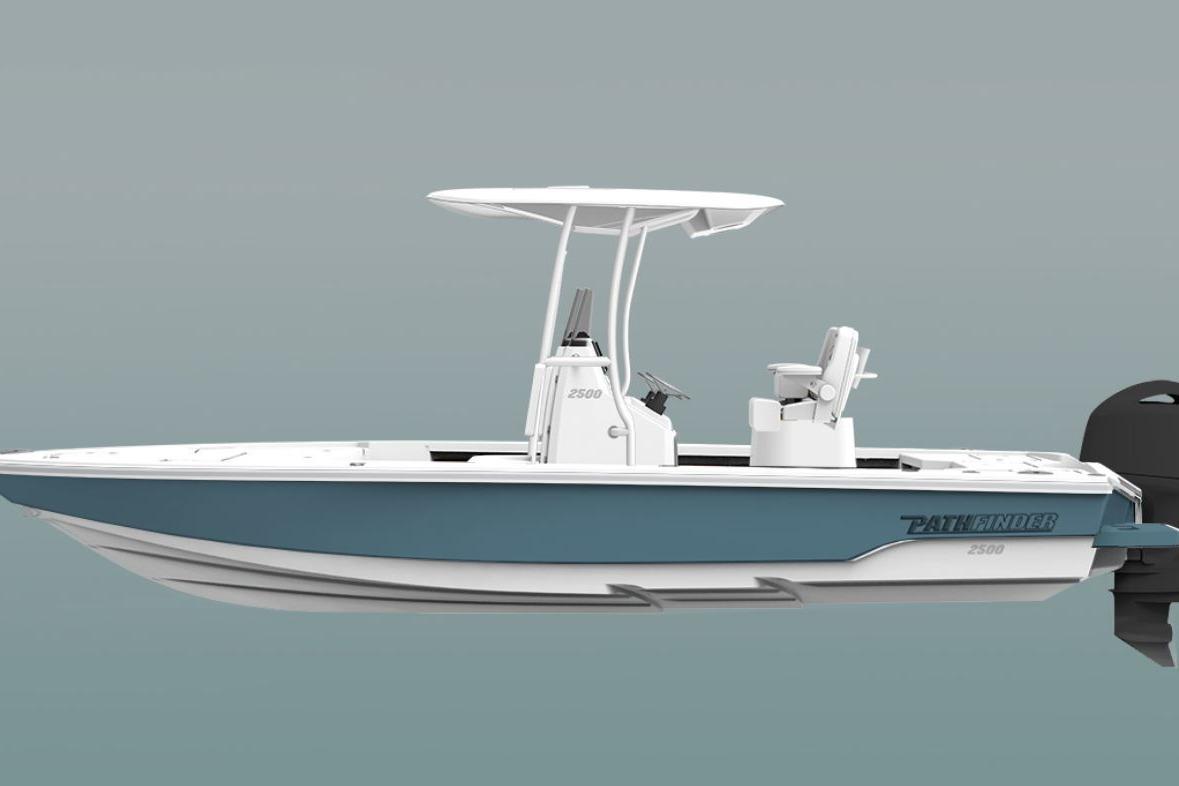 2026 Pathfinder 2500 Hybrid boat with sleek design and modern features.