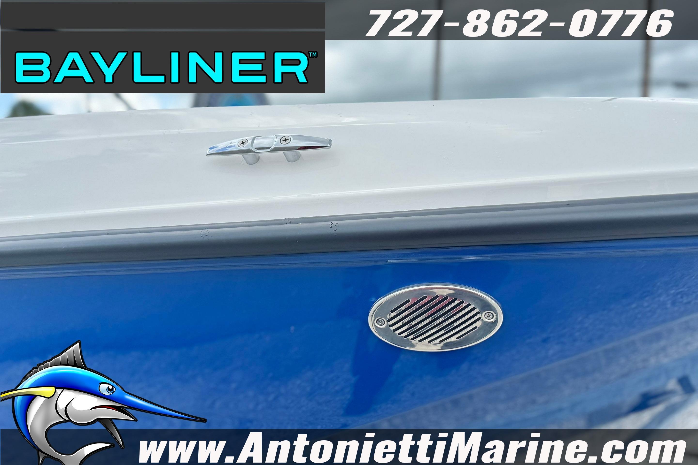 2026 Bayliner Element E16 boat with blue hull, Antonietti Marine branding.