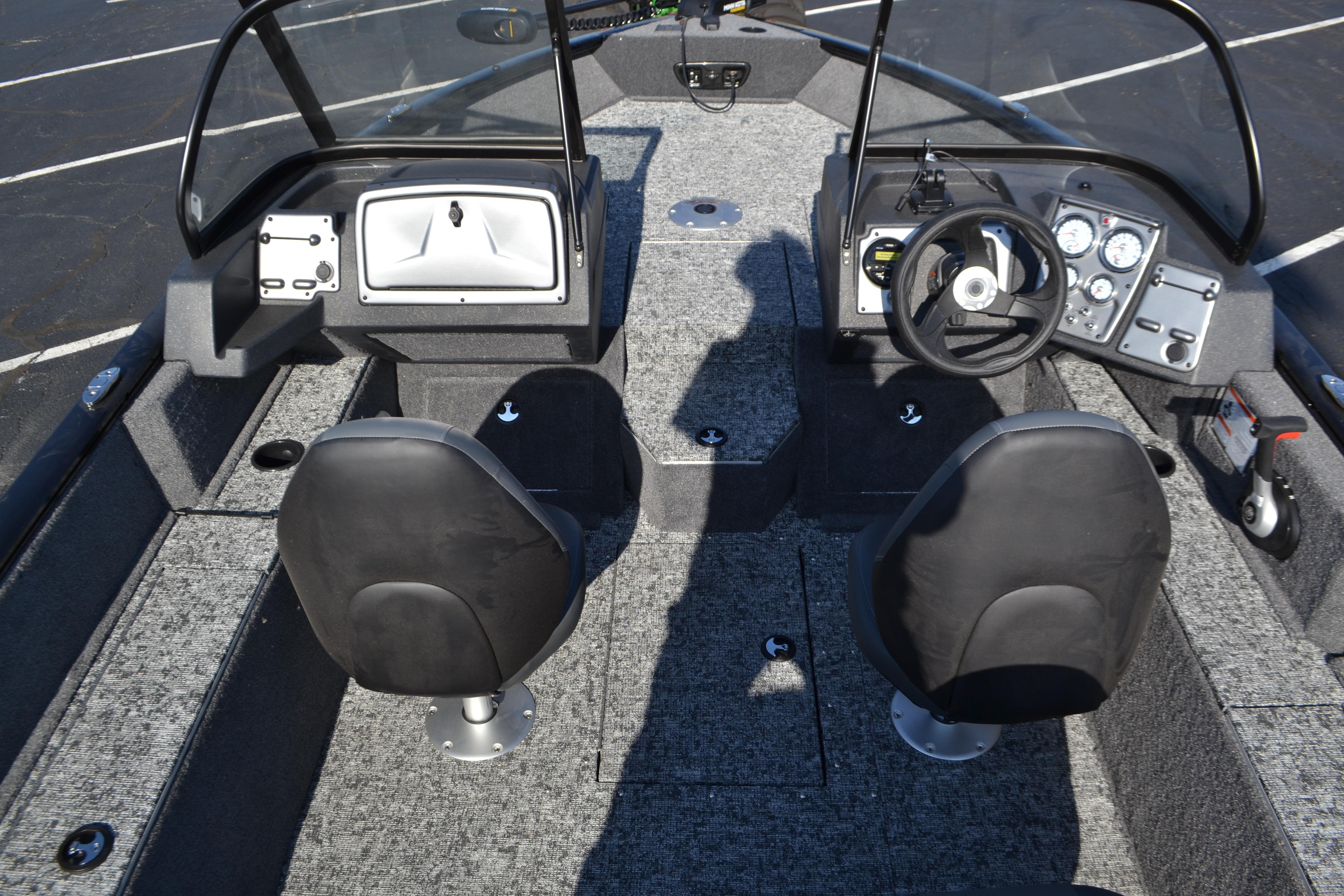 2026 Tracker Pro Guide V-175 WT boat interior with dual seats and control panel.