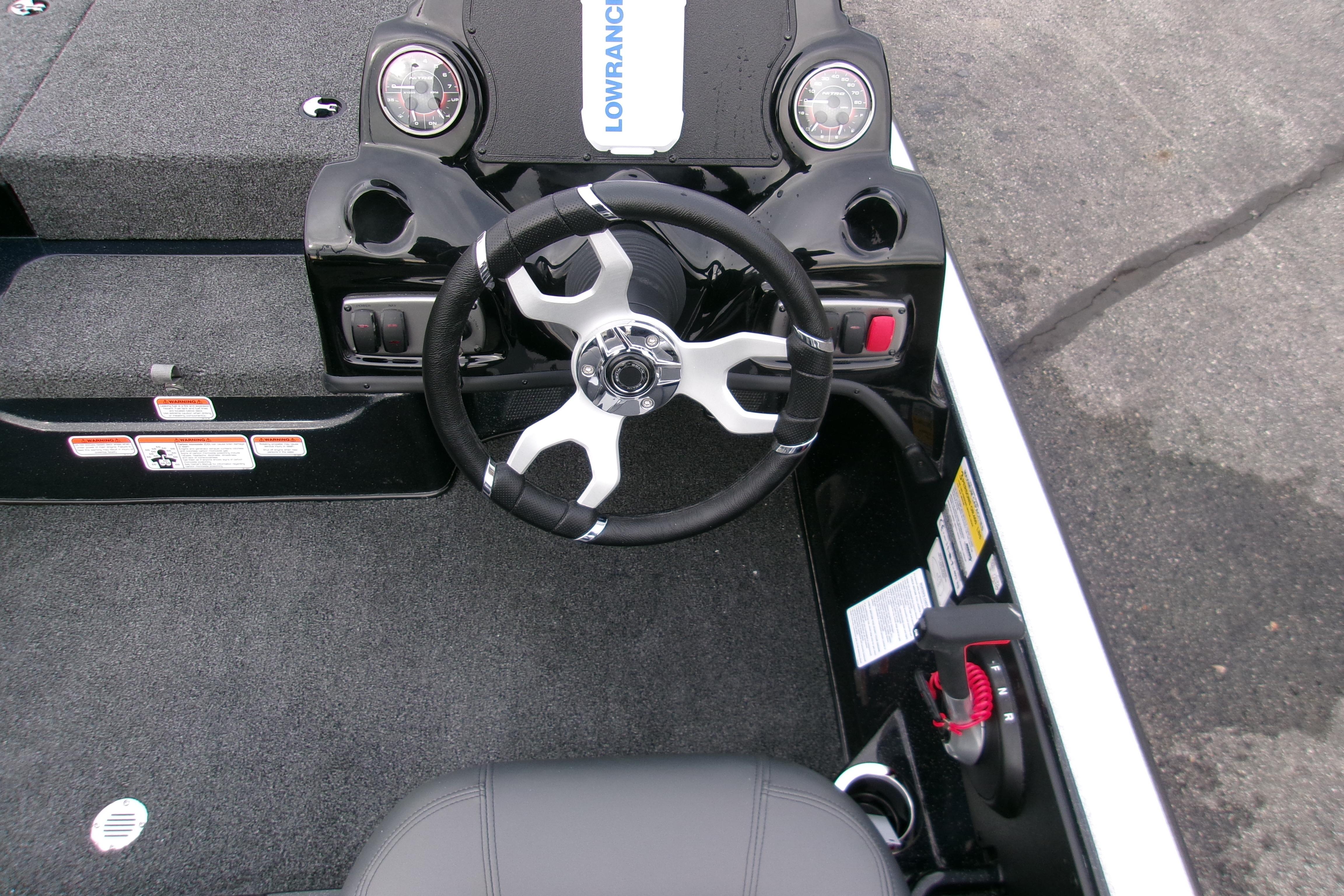 Steering console of 2026 Nitro Z17 boat with modern controls and instrumentation.