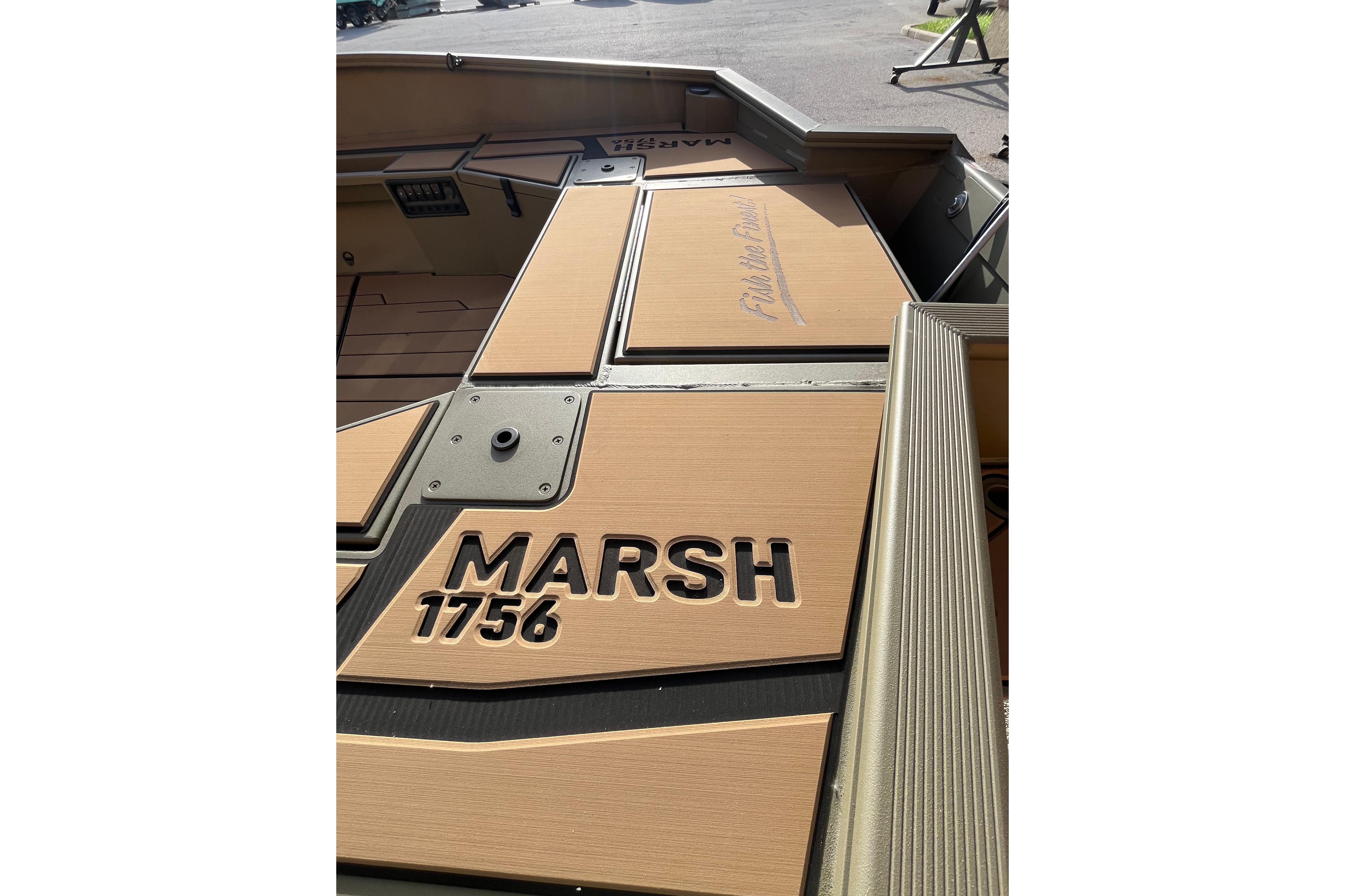 2026 Tracker Grizzly 1756 T Marsh boat deck with "MARSH 1756" text.