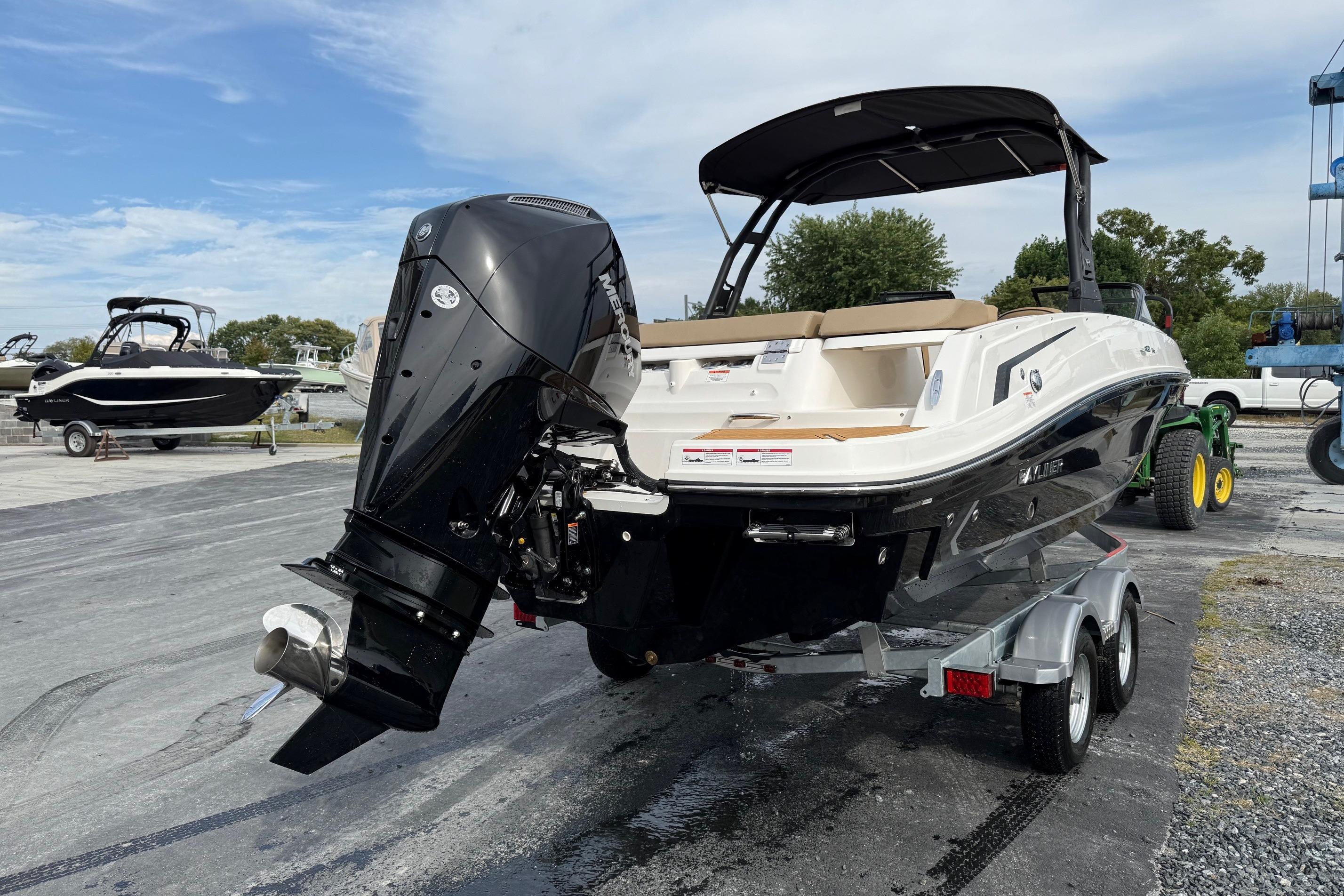 2026 Bayliner VR6 Bowrider OB on trailer, featuring sleek design and powerful outboard motor.