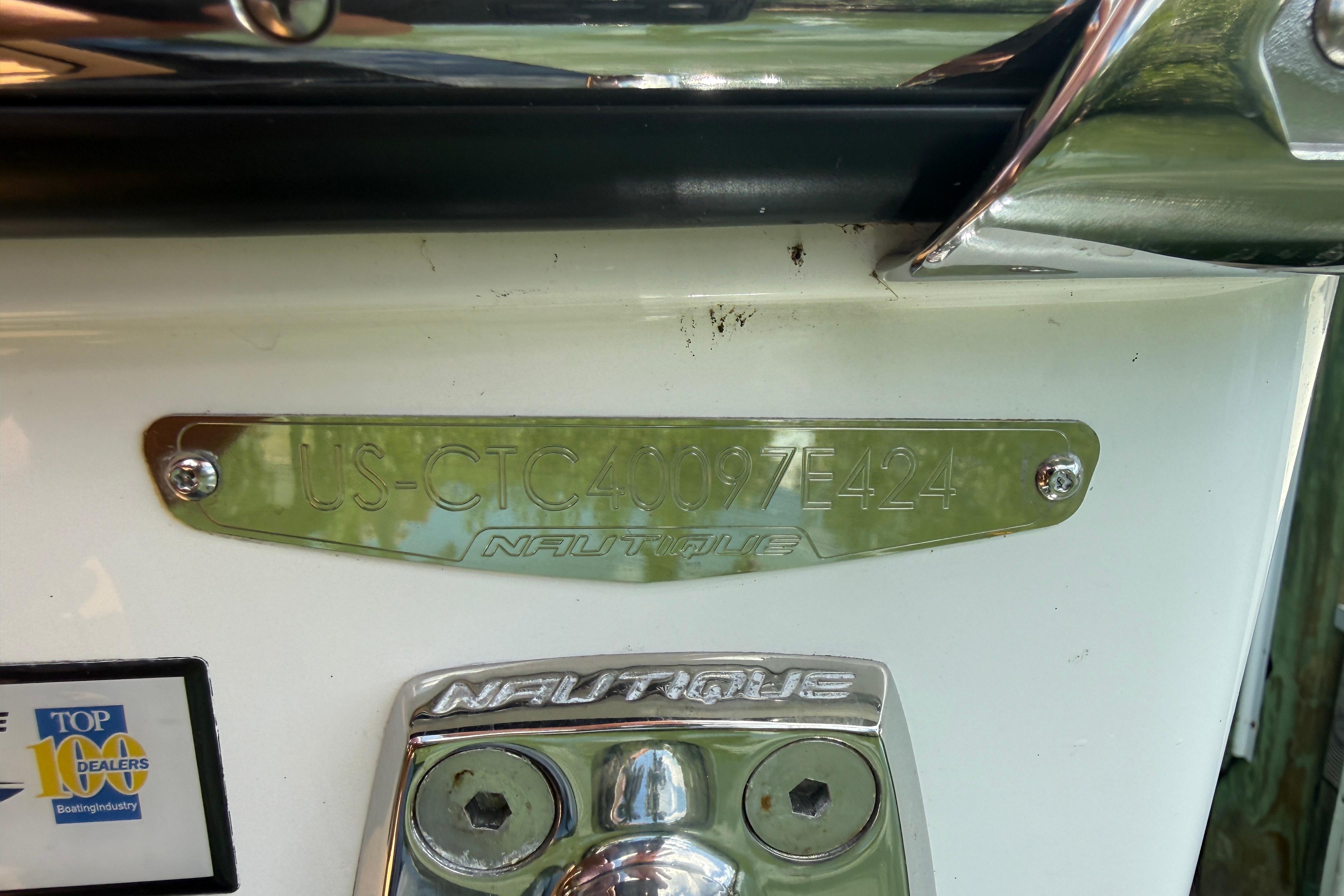 2024 Nautique Super Air Nautique GS20 hull identification plate and branding details.